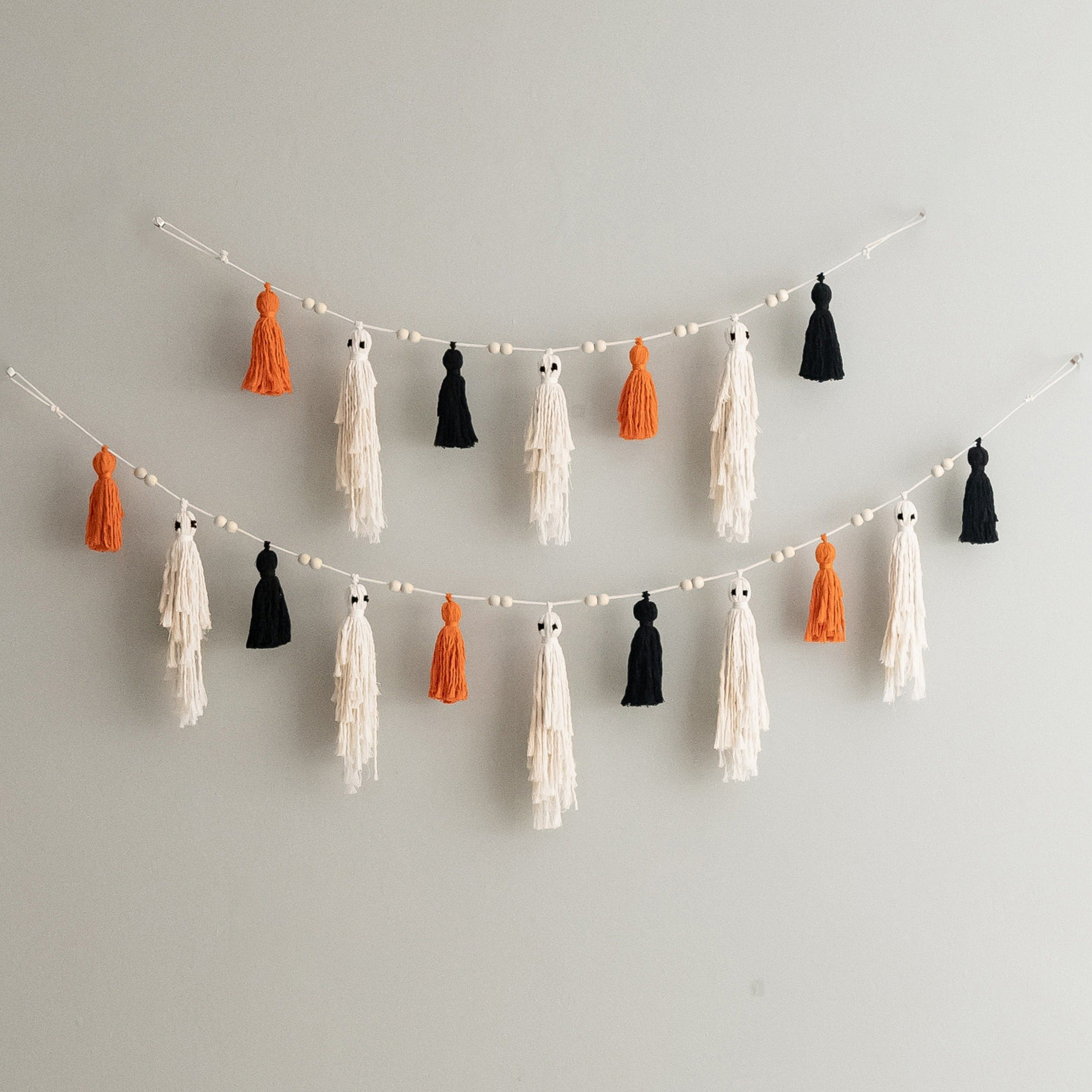 Macrame Ghost Garland – Cotton Halloween Party Wall Decor V75