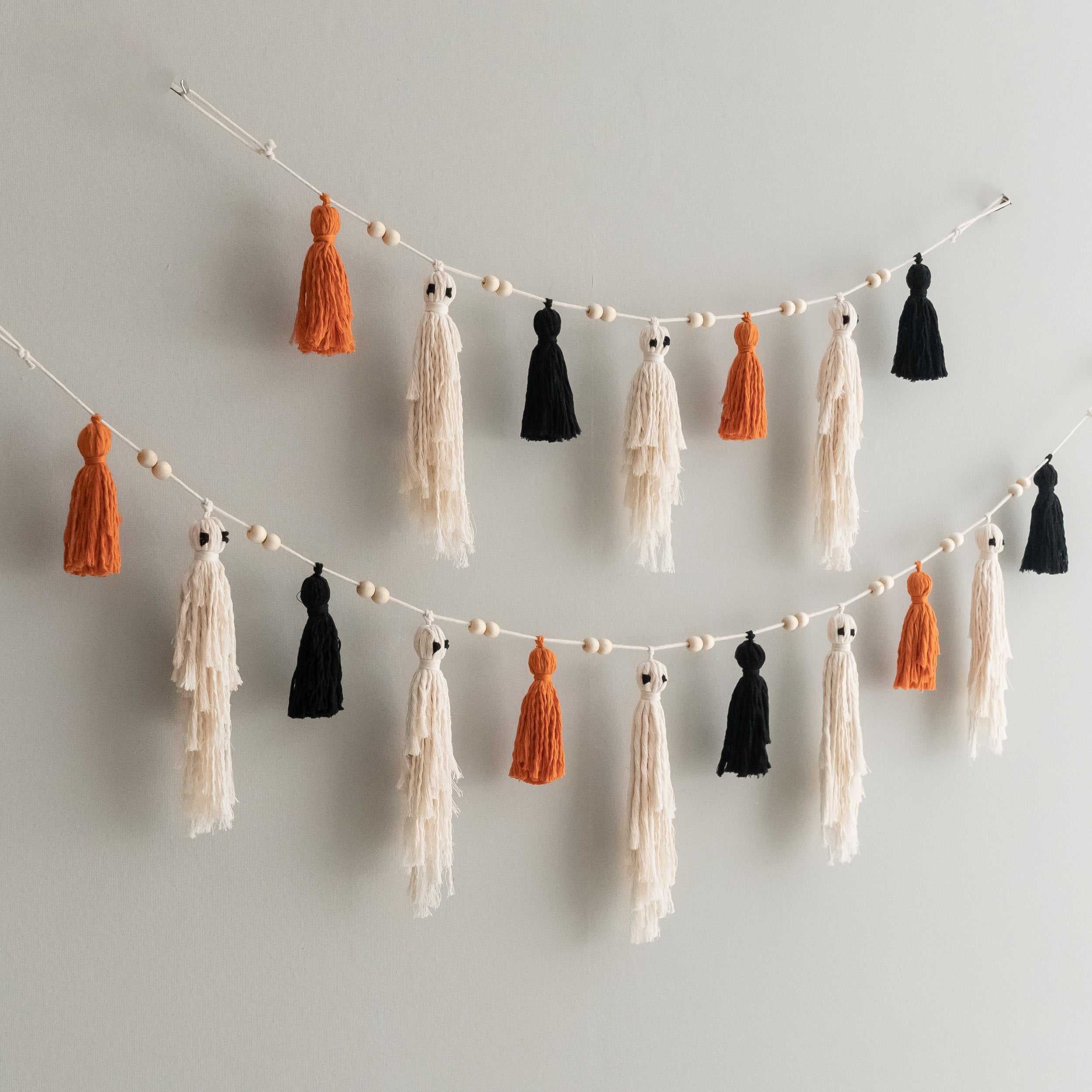 Macrame Ghost Garland macrame Halloween Wall Decor for Boho Homes V75