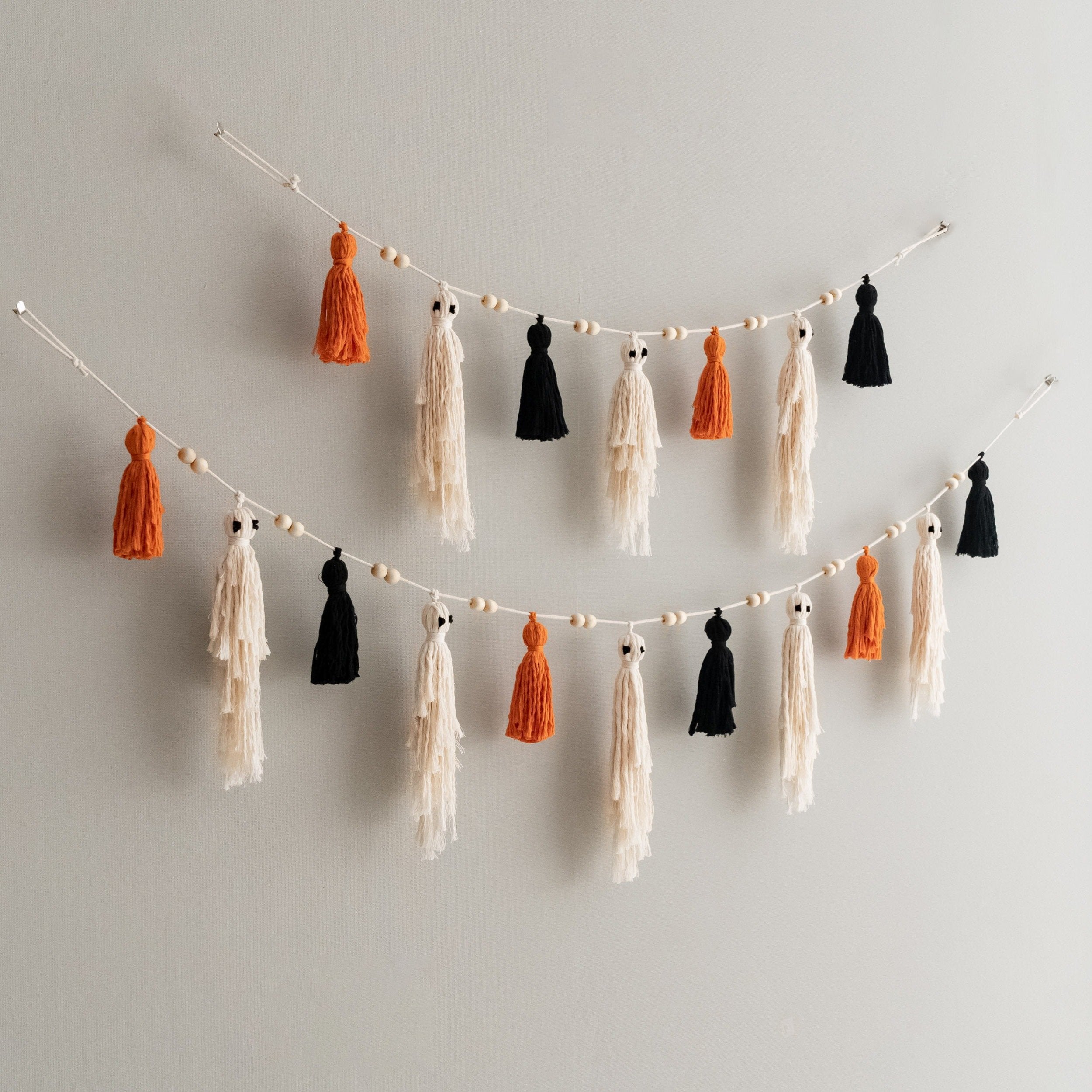 Macrame Ghost Garland – Cotton Halloween Party Wall Decor V75