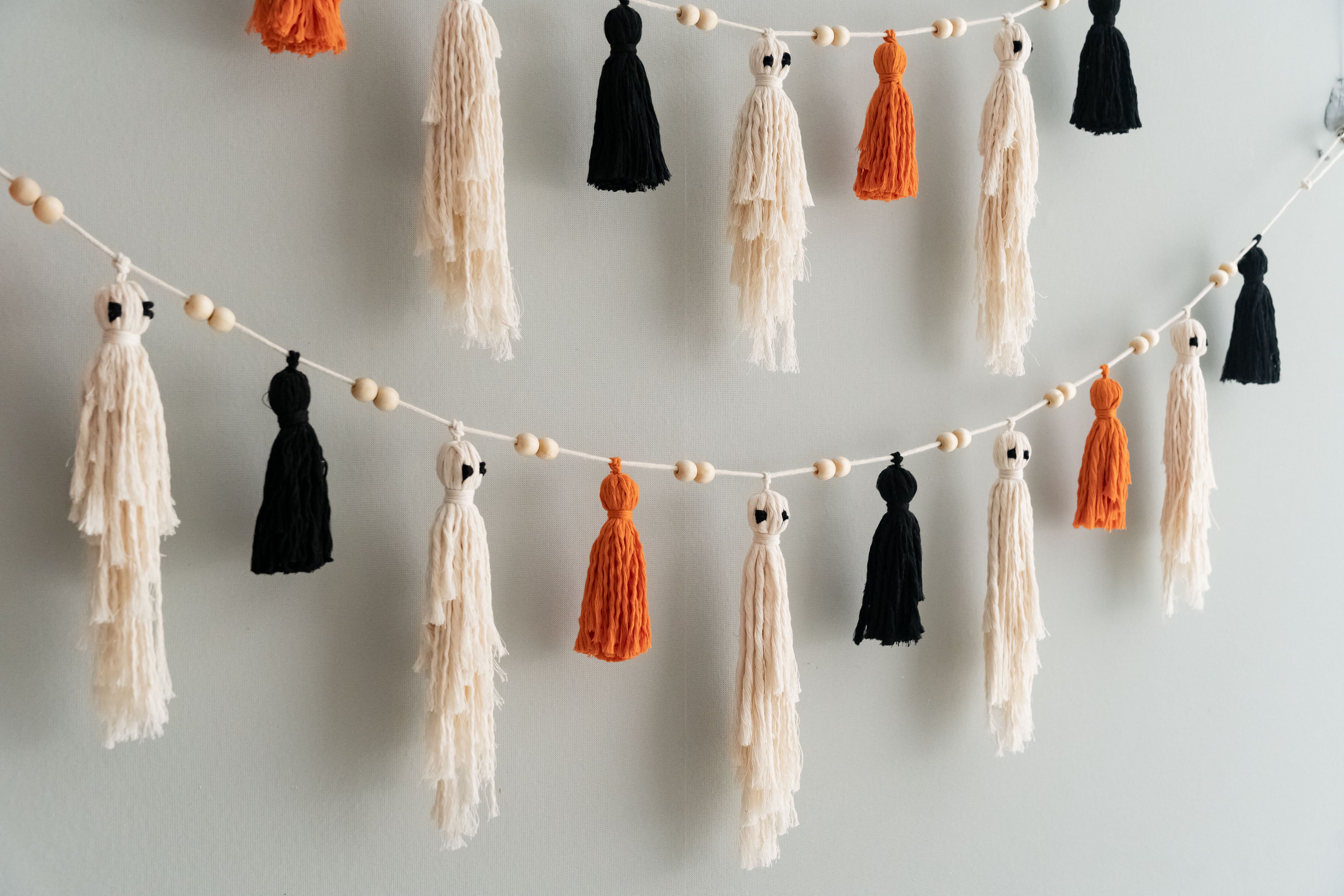 Macrame Ghost Garland – Cotton Halloween Party Wall Decor V75