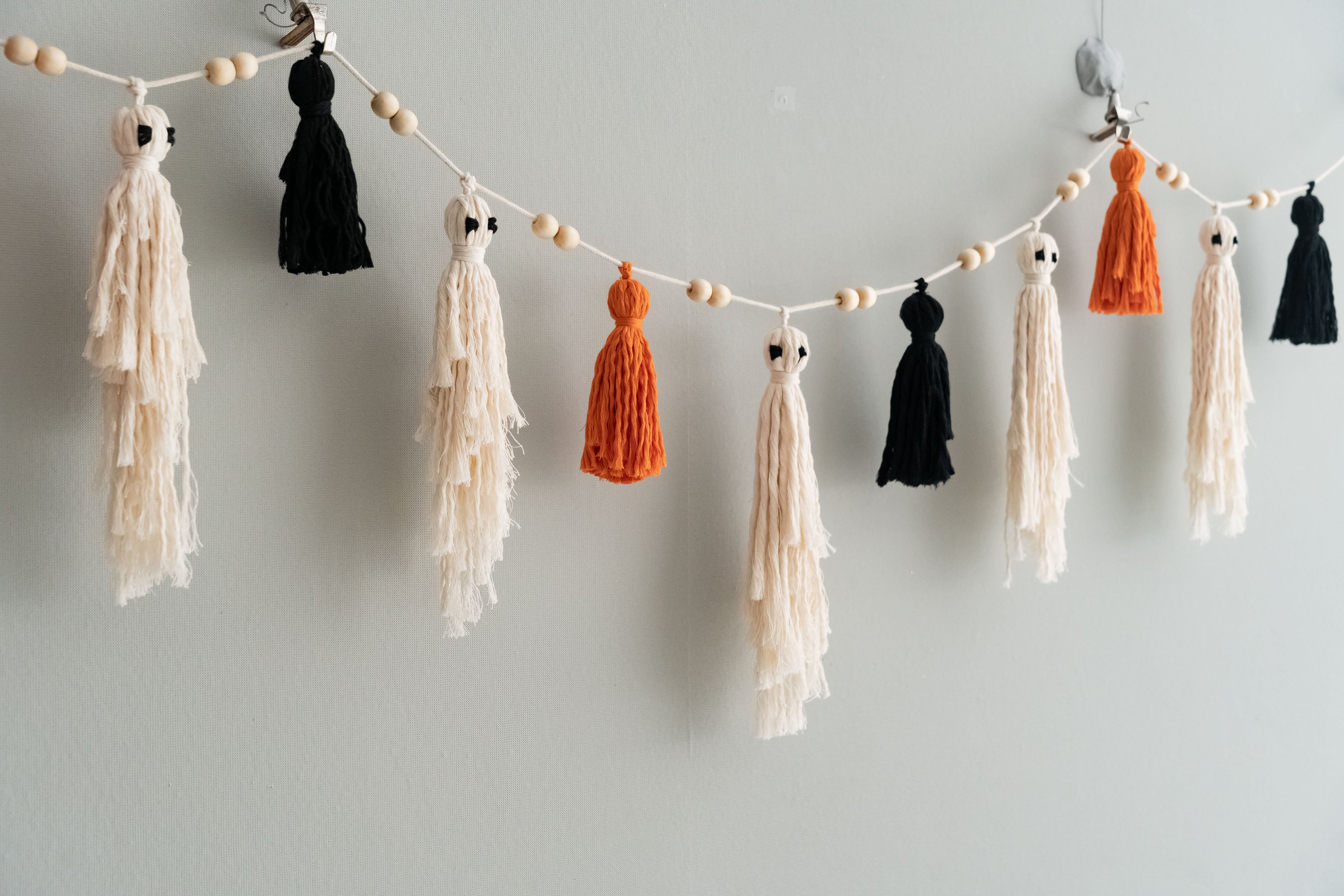 Macrame Ghost Garland – Cotton Halloween Party Wall Decor V75