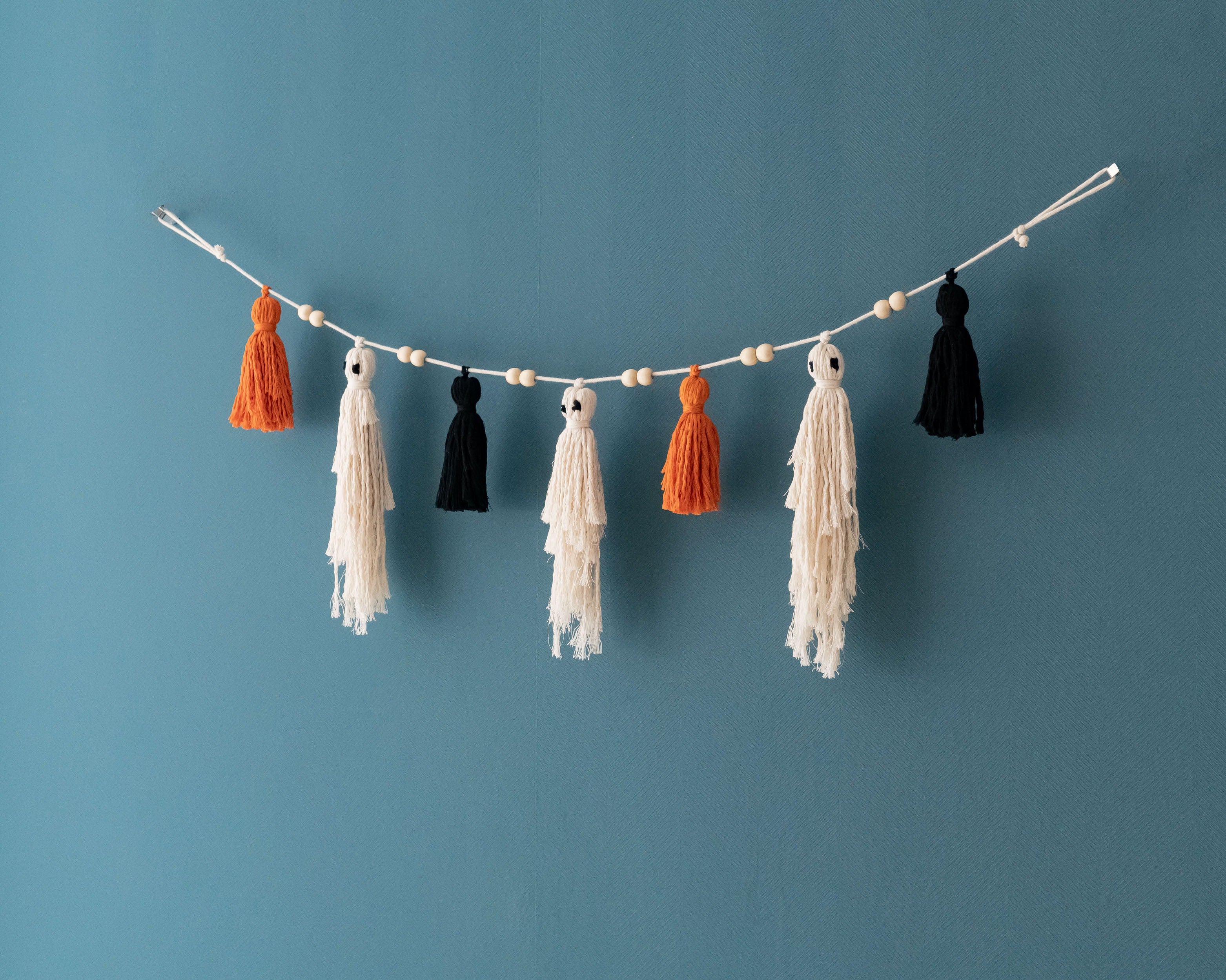 Macrame Ghost Garland – Cotton Halloween Party Wall Decor V75