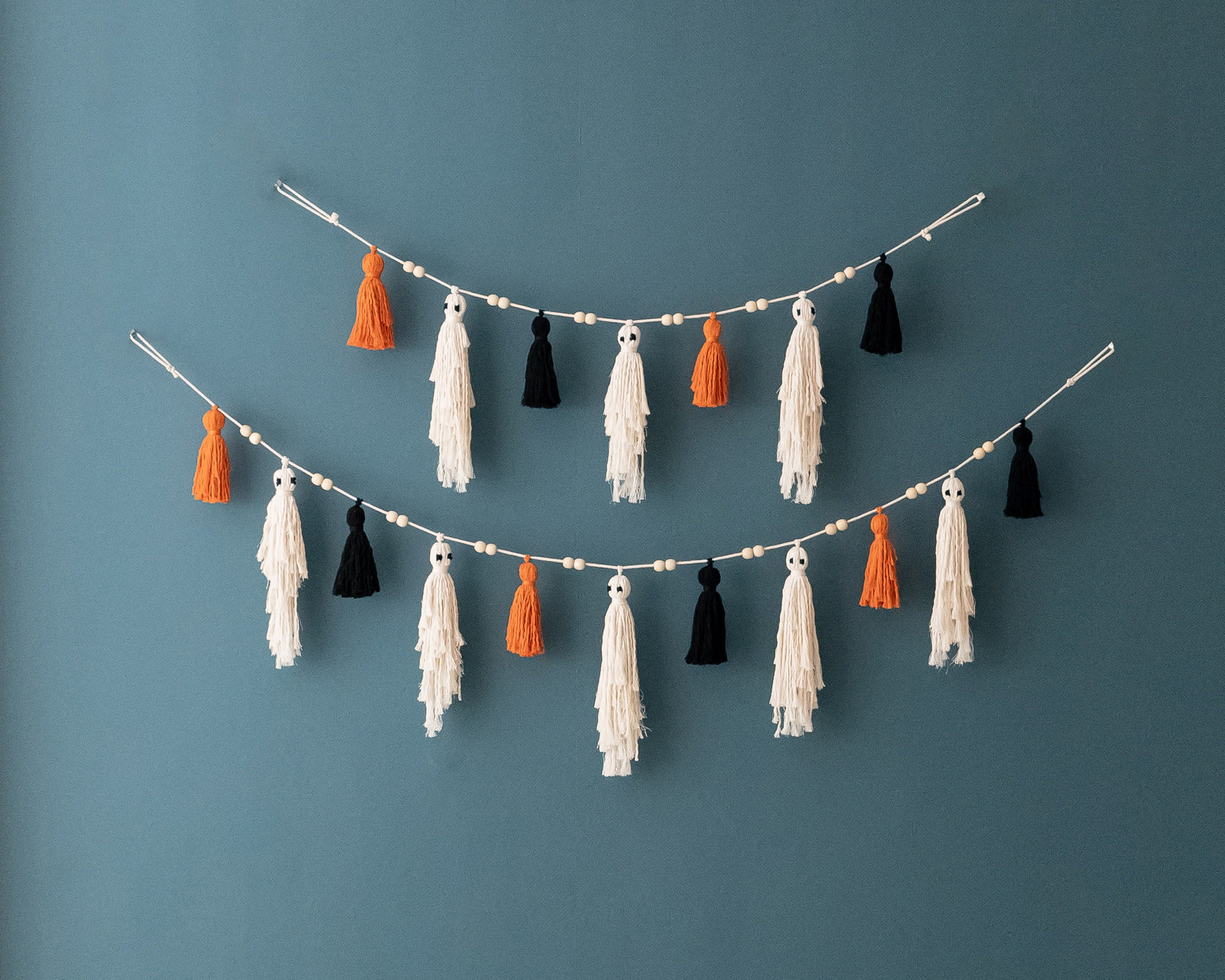 Macrame Ghost Garland – Cotton Halloween Party Wall Decor V75