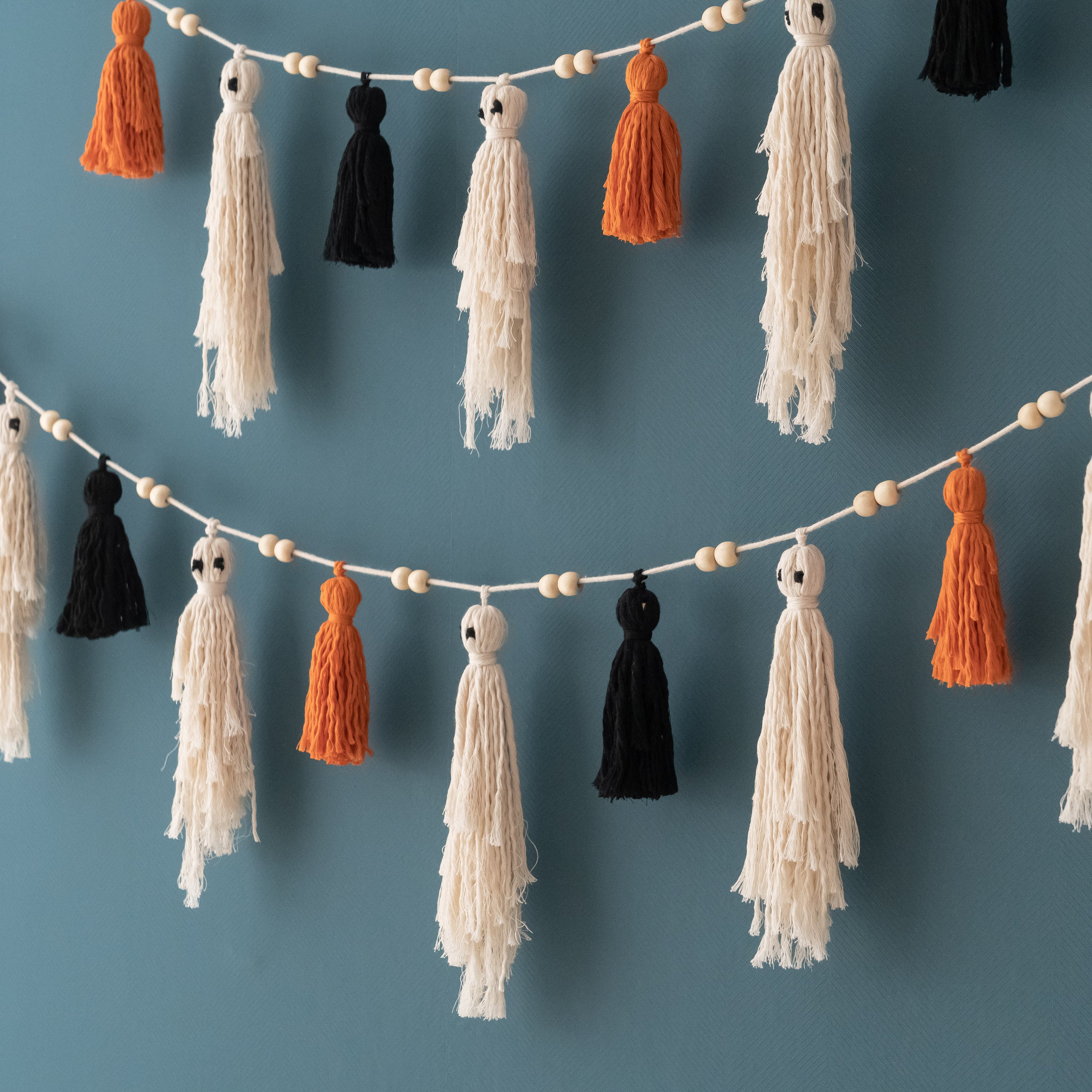 Macrame Ghost Garland macrame Halloween Wall Decor for Boho Homes V75