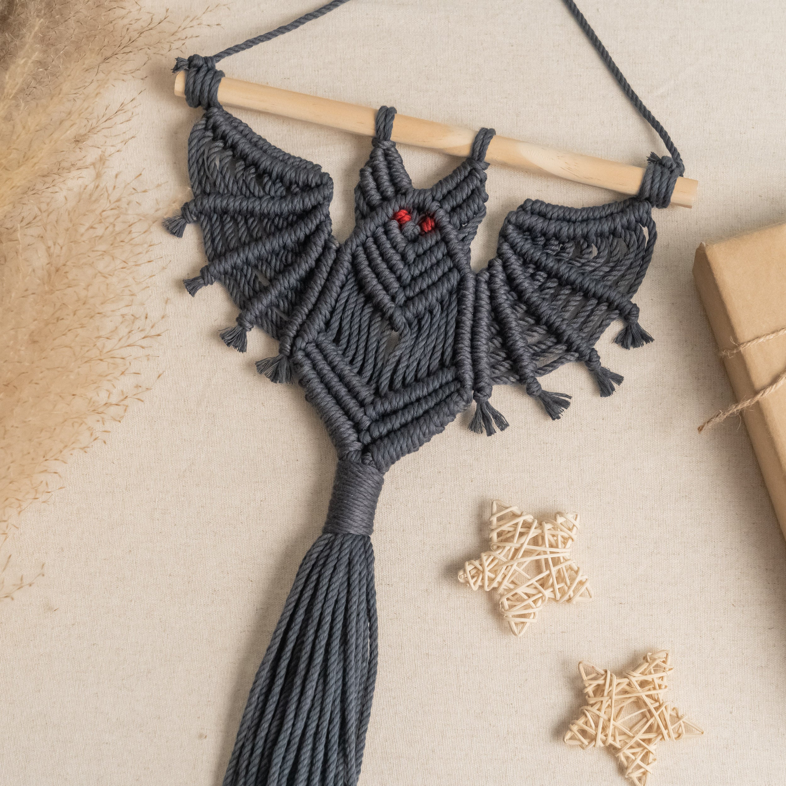 Macrame Bat DIY Kit – Wall Hanging Craft Kit with Macrame Cord K30