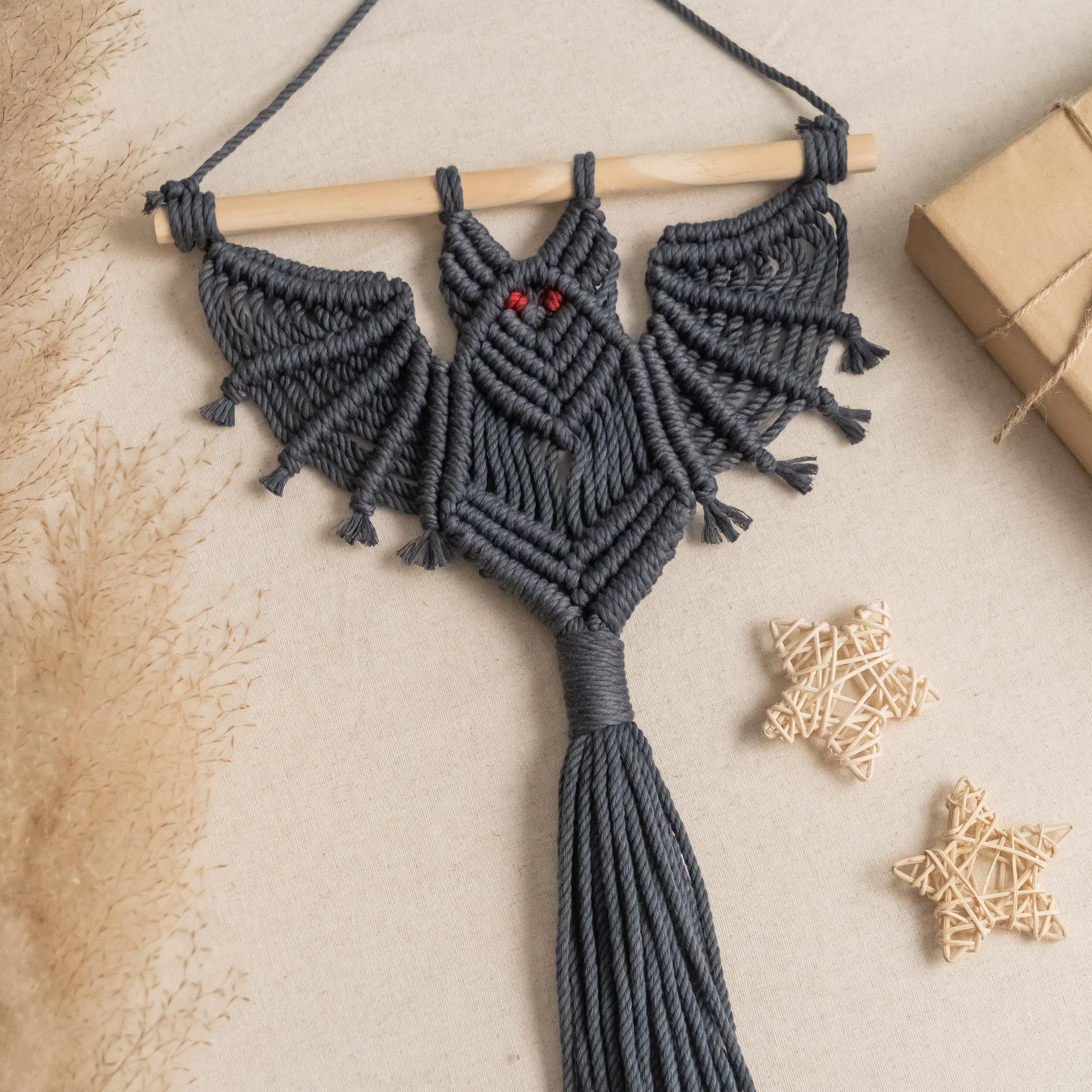 Macrame Bat DIY Kit – Wall Hanging Craft Kit with Macrame Cord K30
