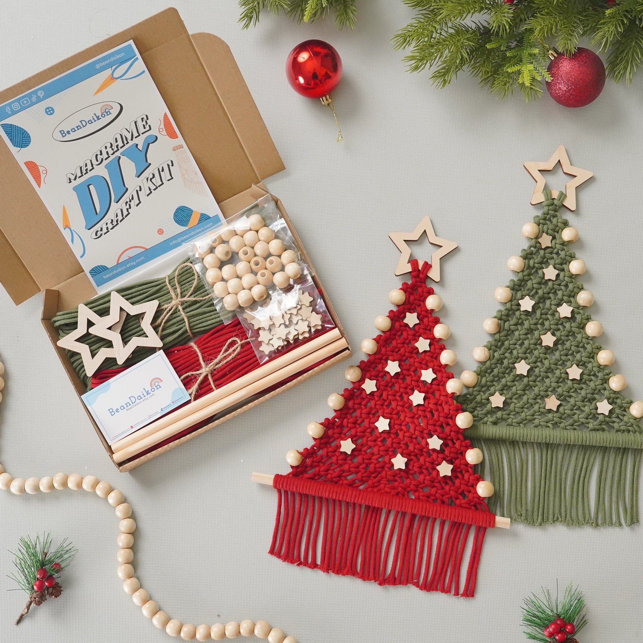 DIY Macrame Christmas Tree Kit - Mini Star Decor Craft K49