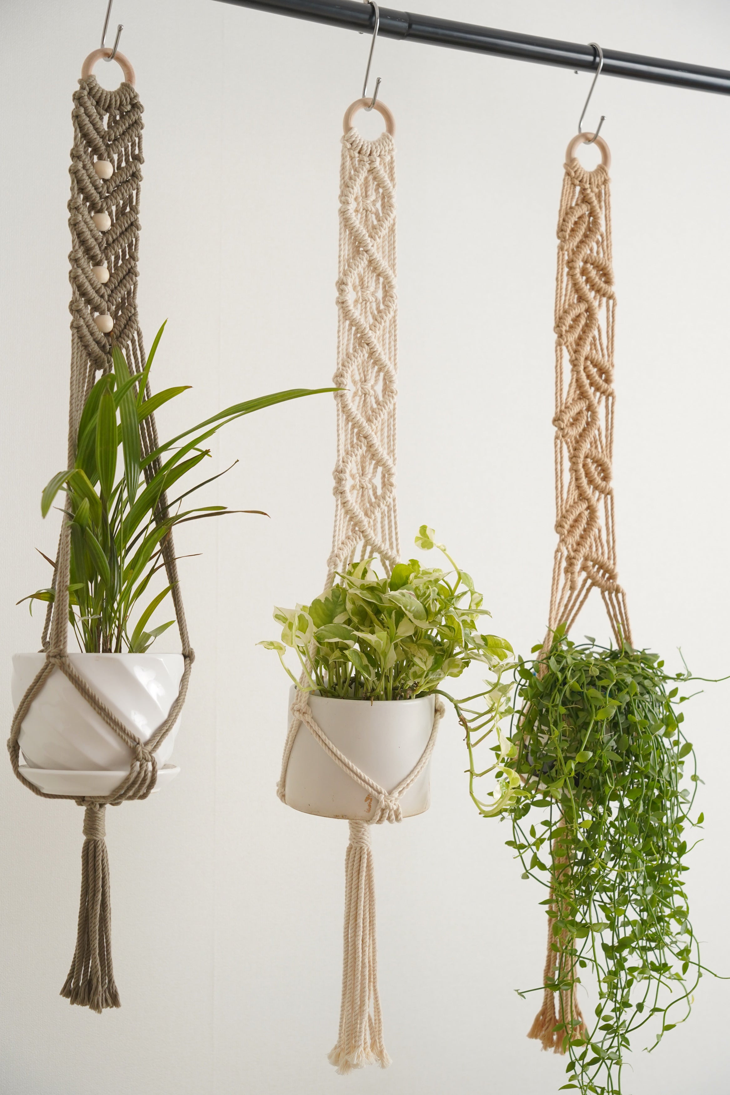 Minimalist Cotton Rope - Macrame Plant Hanger with Tassel Decor H13
