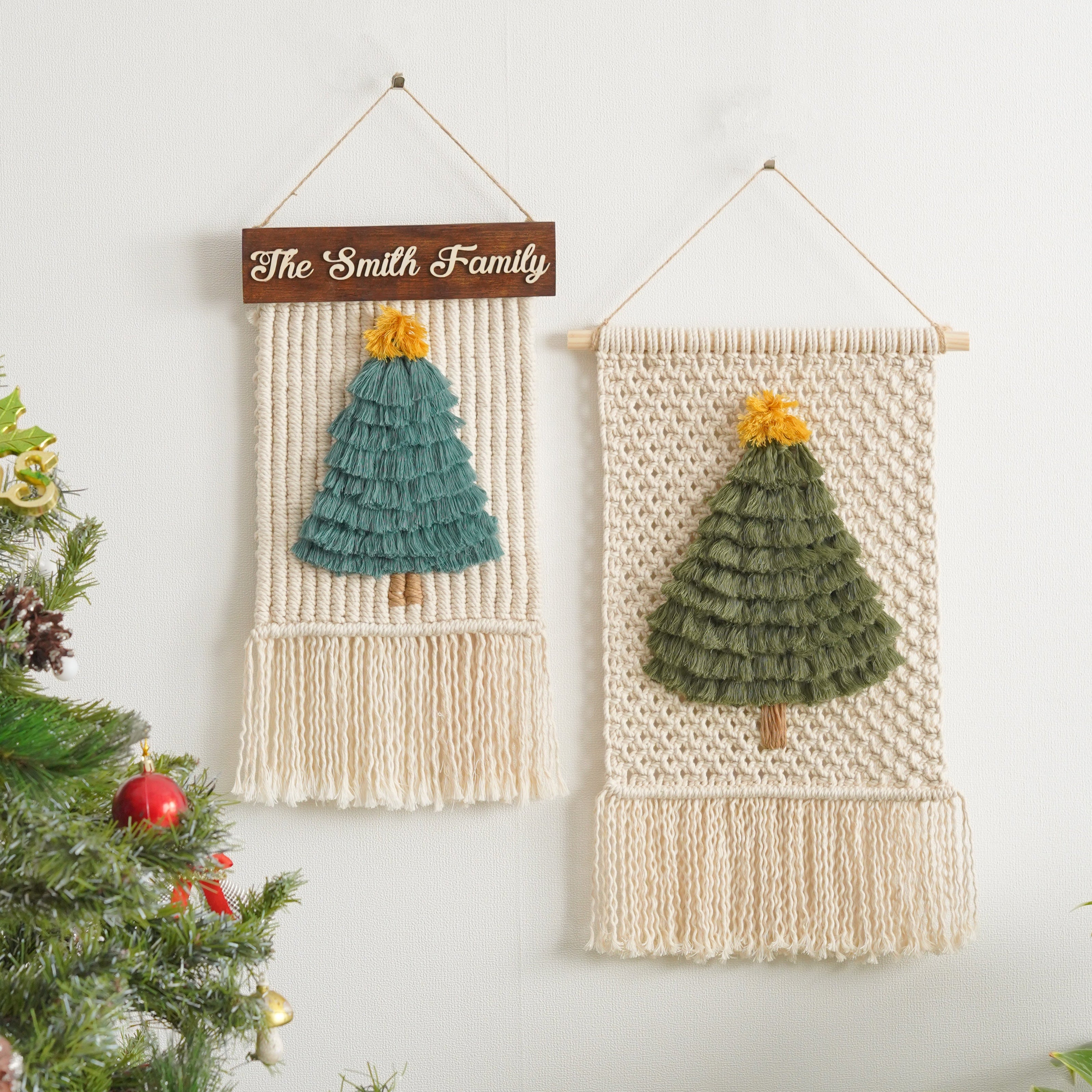 Macrame Christmas Tree Wall Hanging for Boho Christmas Decoration X07