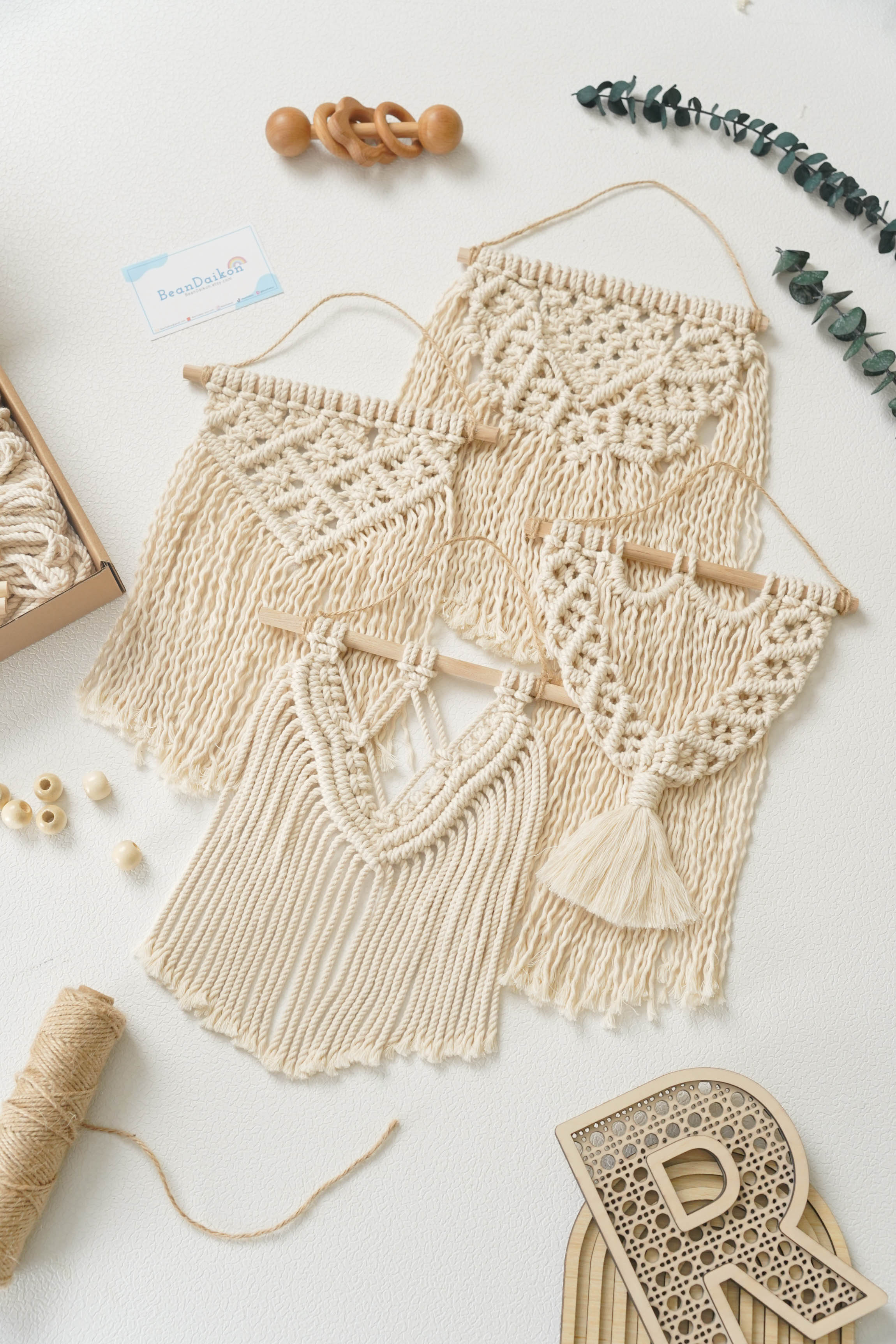 Mini Macrame Wall Pattern – Boho Cotton Wall Hanging Decor P45