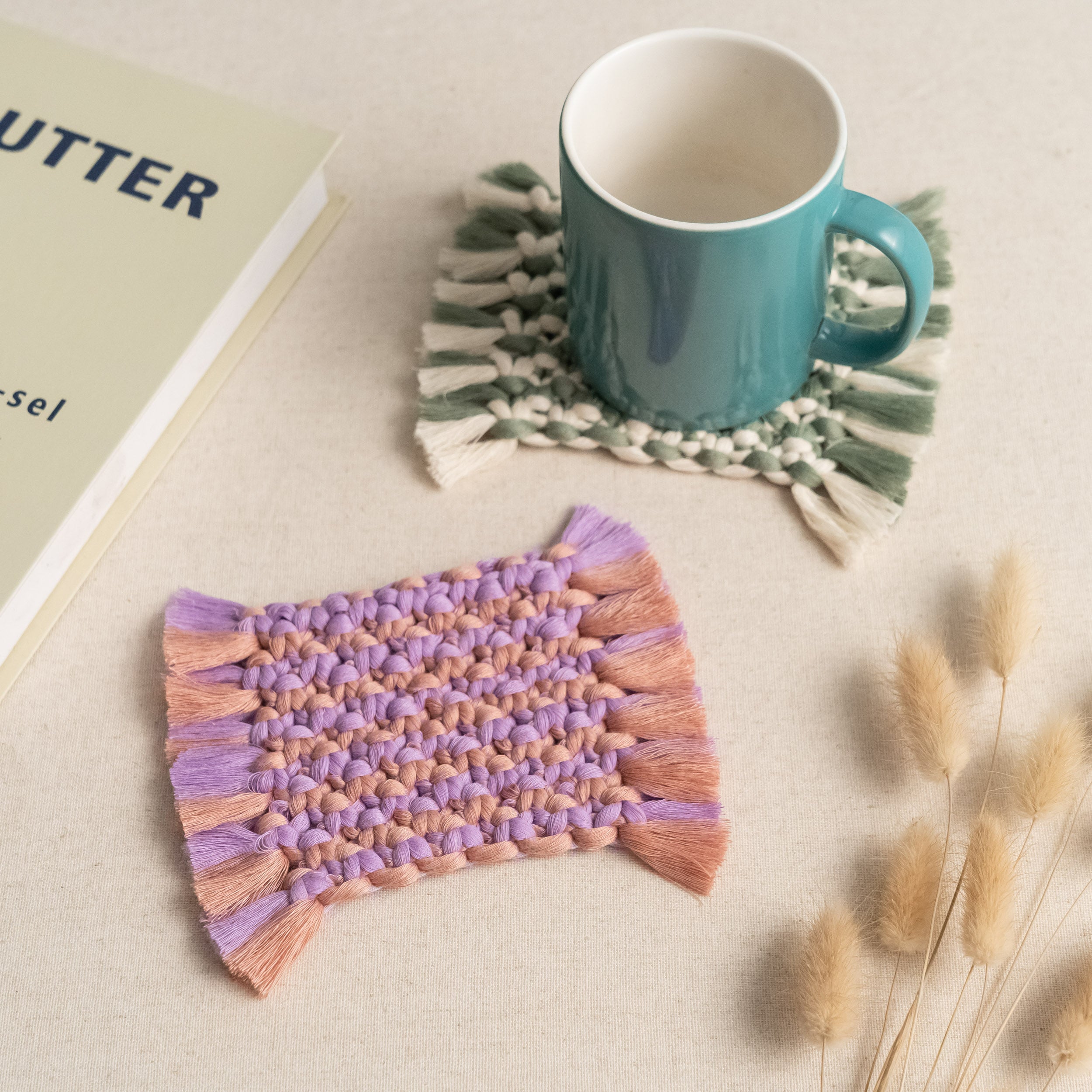 Handwoven Macrame Coaster – Boho Cup Mat for Home & Gifts A34