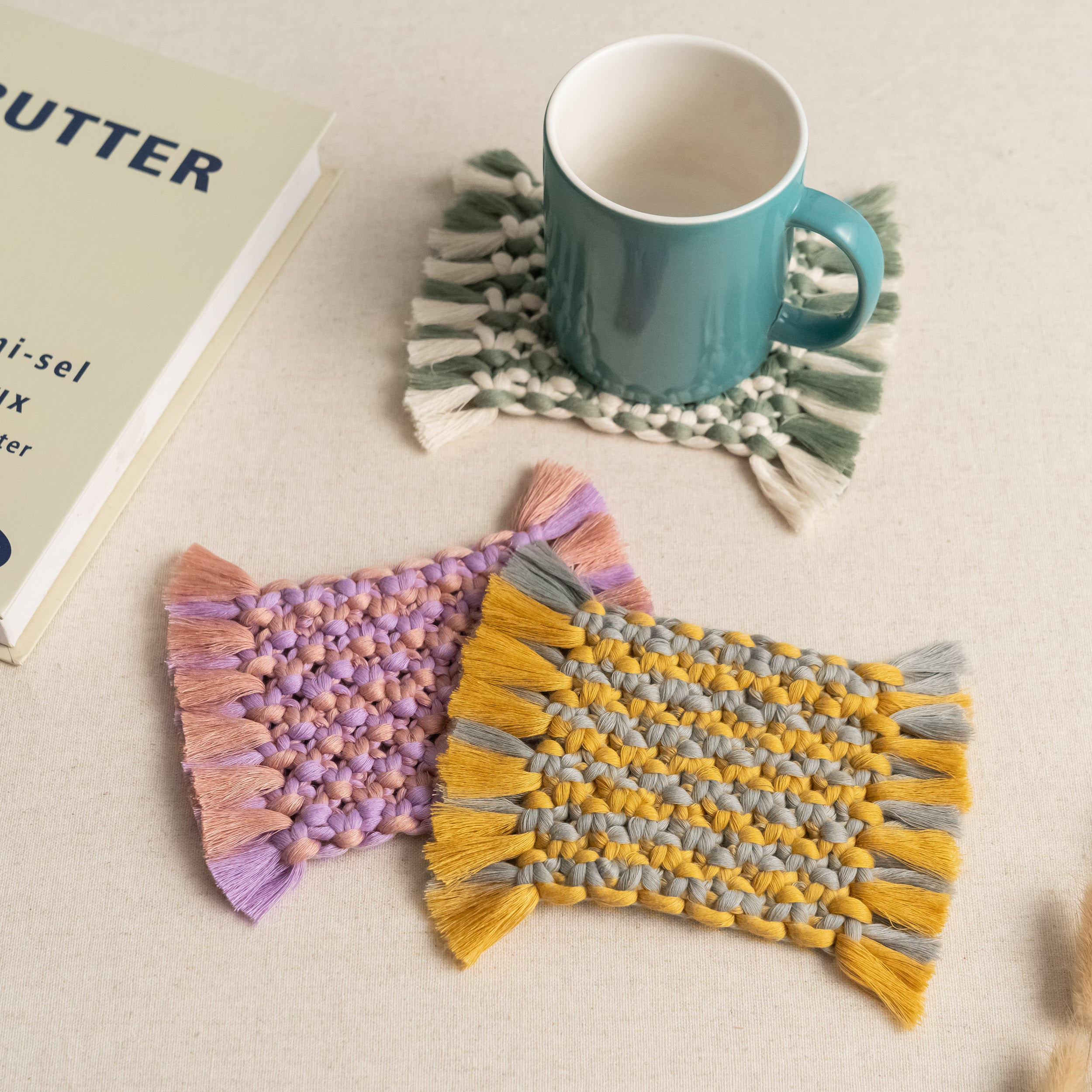 Handwoven Macrame Coaster – Boho Cup Mat for Home & Gifts A34