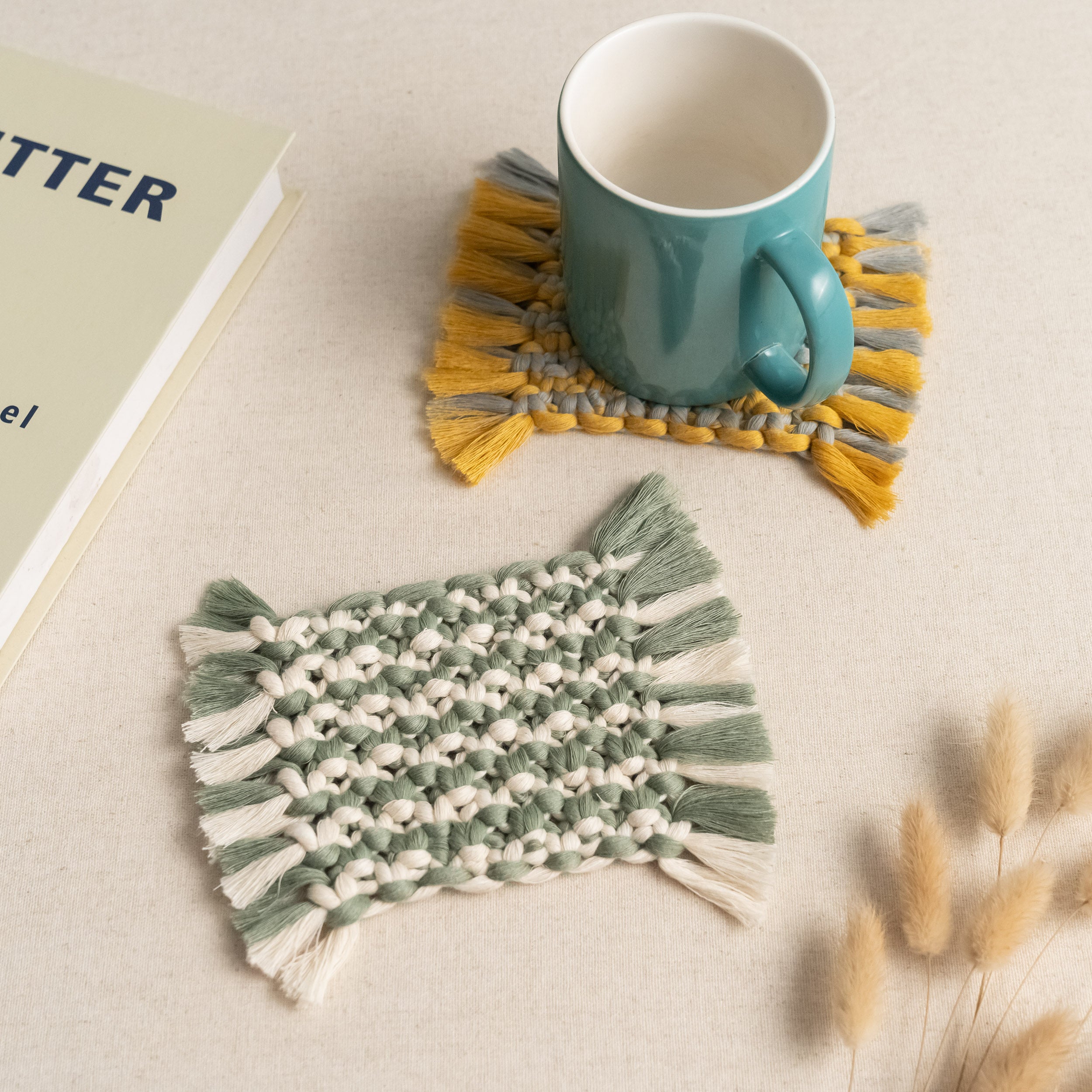 Handwoven Macrame Coaster – Boho Cup Mat for Home & Gifts A34