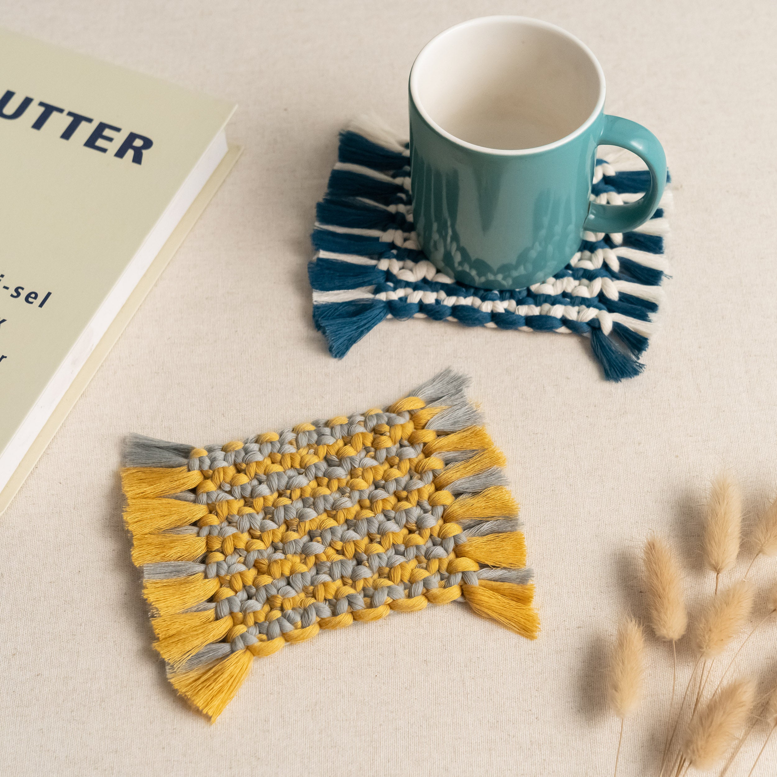 Handwoven Macrame Coaster – Boho Cup Mat for Home & Gifts A34