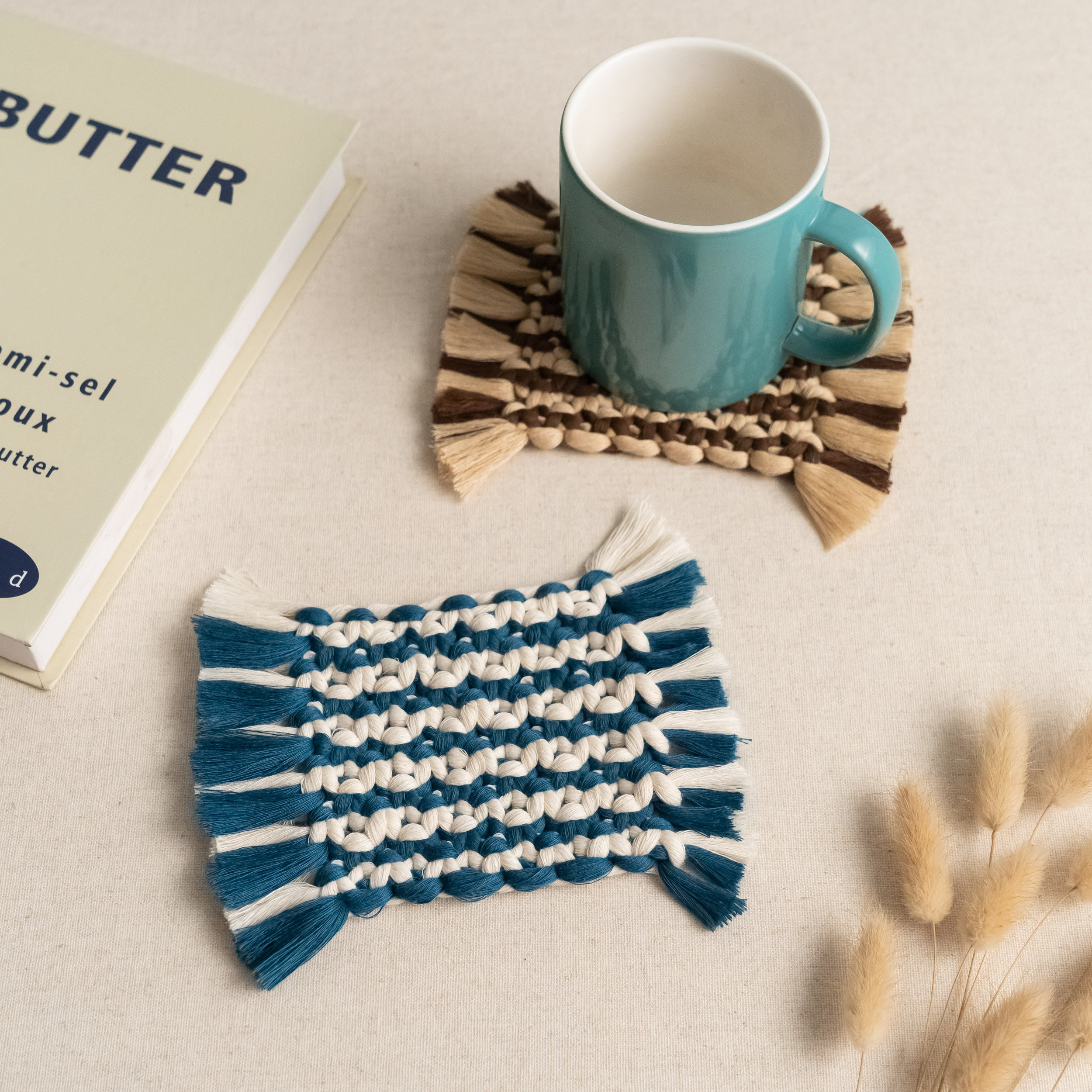 Handwoven Macrame Coaster – Boho Cup Mat for Home & Gifts A34