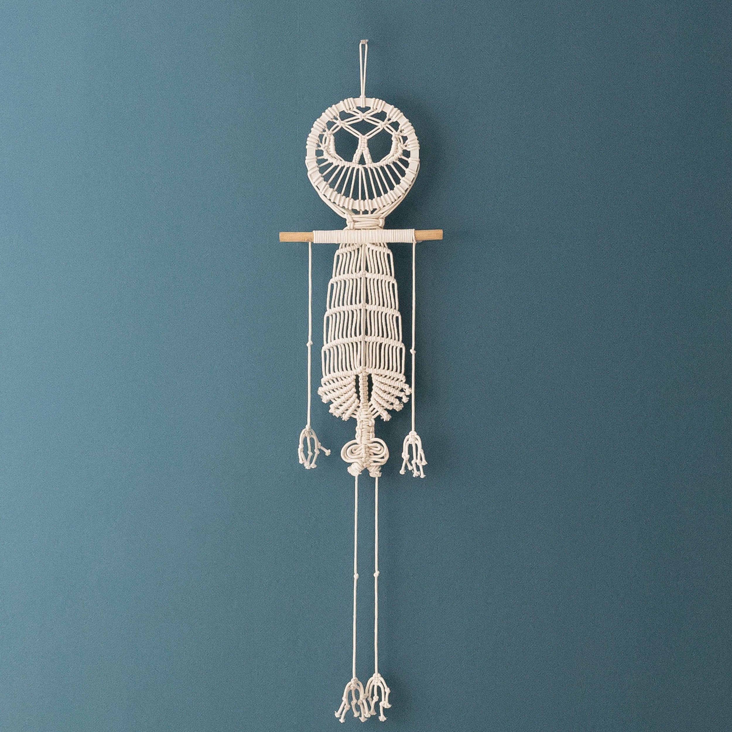 Macrame Skeleton Halloween Decor – Cotton Spooky Wall Hanging W94