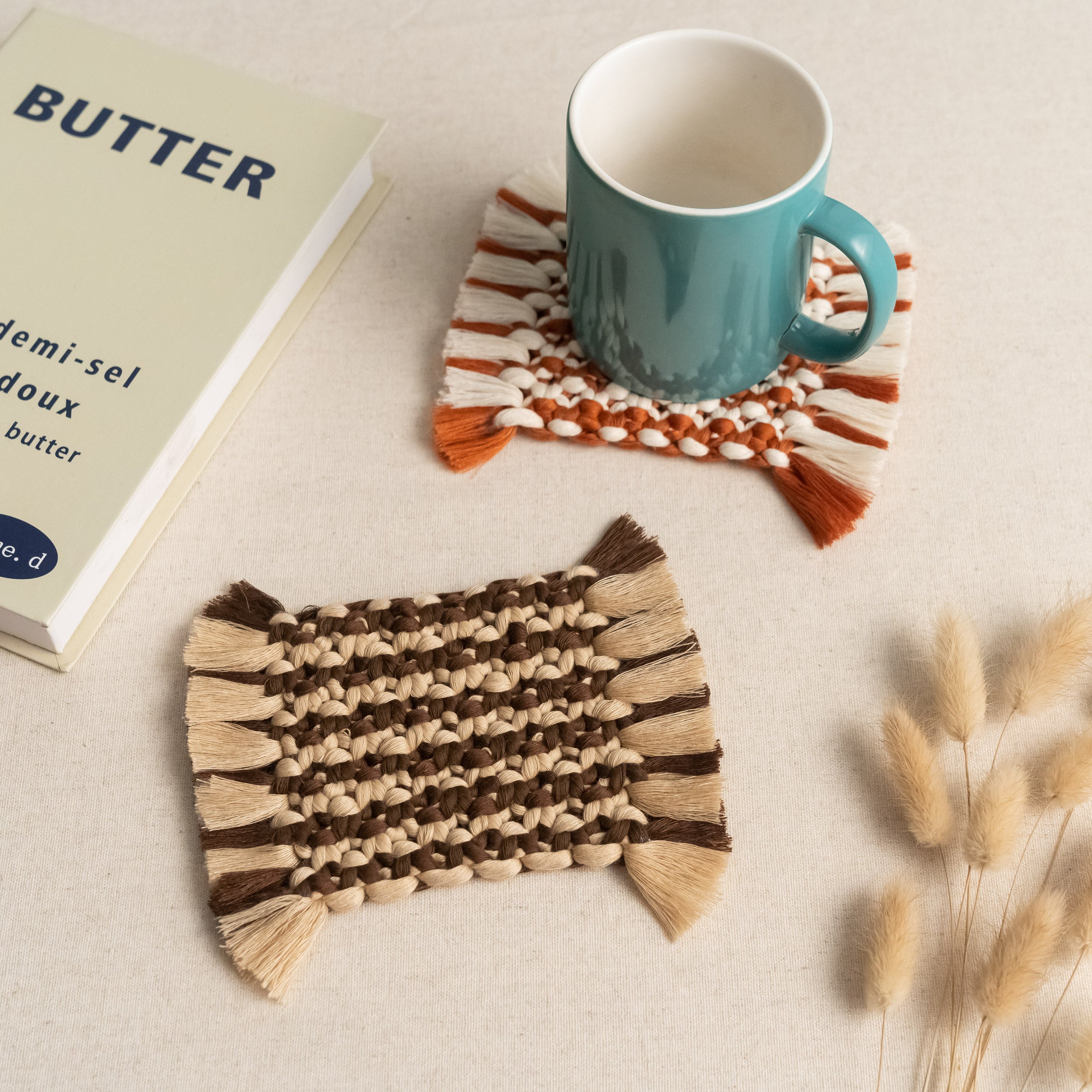 Handwoven Macrame Coaster – Boho Cup Mat for Home & Gifts A34