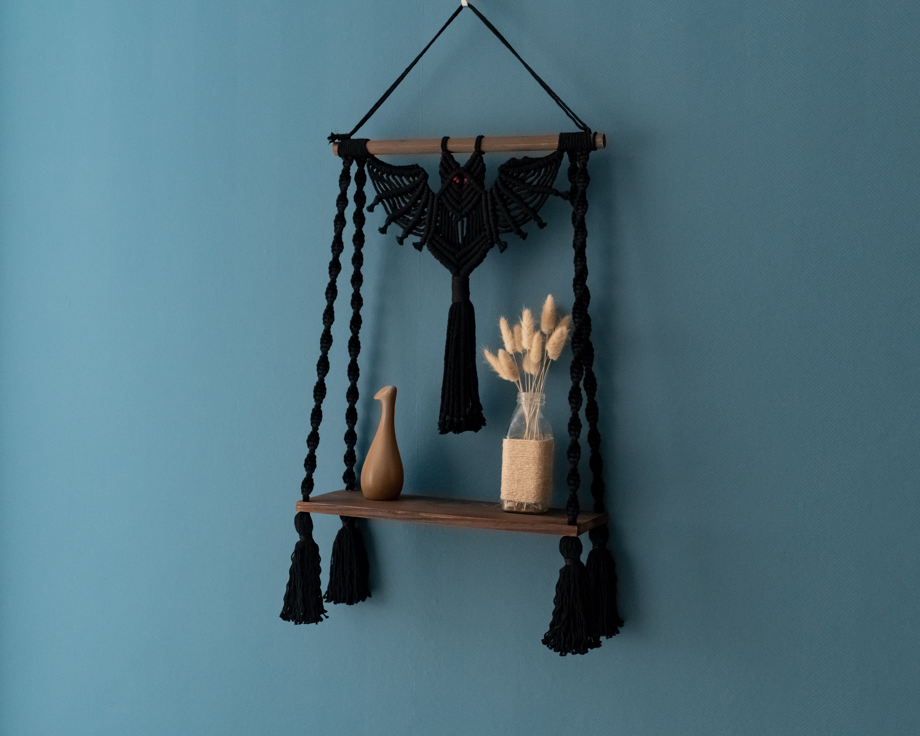 Macrame Bat-Inspired Wall Decor & Plant Hanger – Handmade Boho Art W52