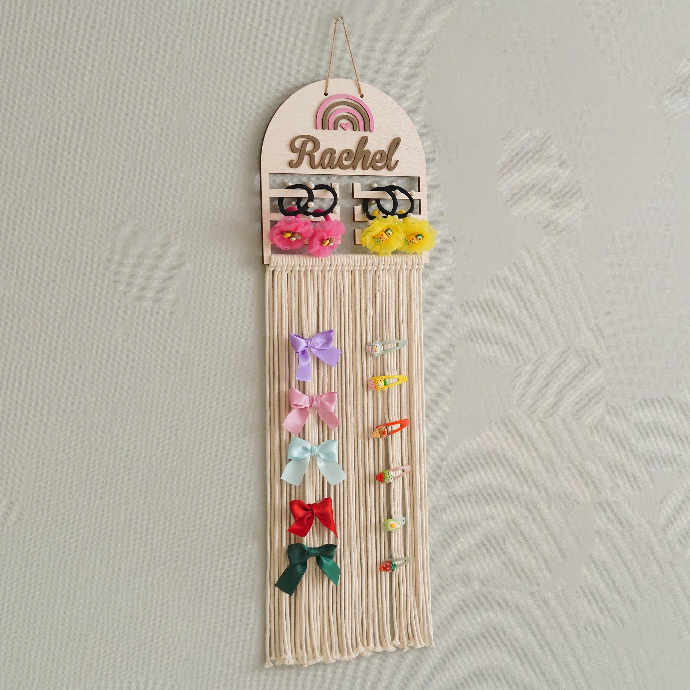 Personalized Macrame Bow Holder Cord for Hair Bow Organizer H74