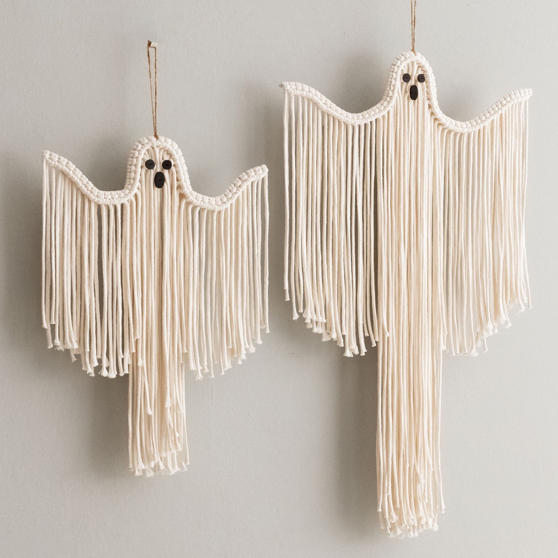Macrame Ghost Halloween Decor – Cotton Spooky Wall Hanging V20