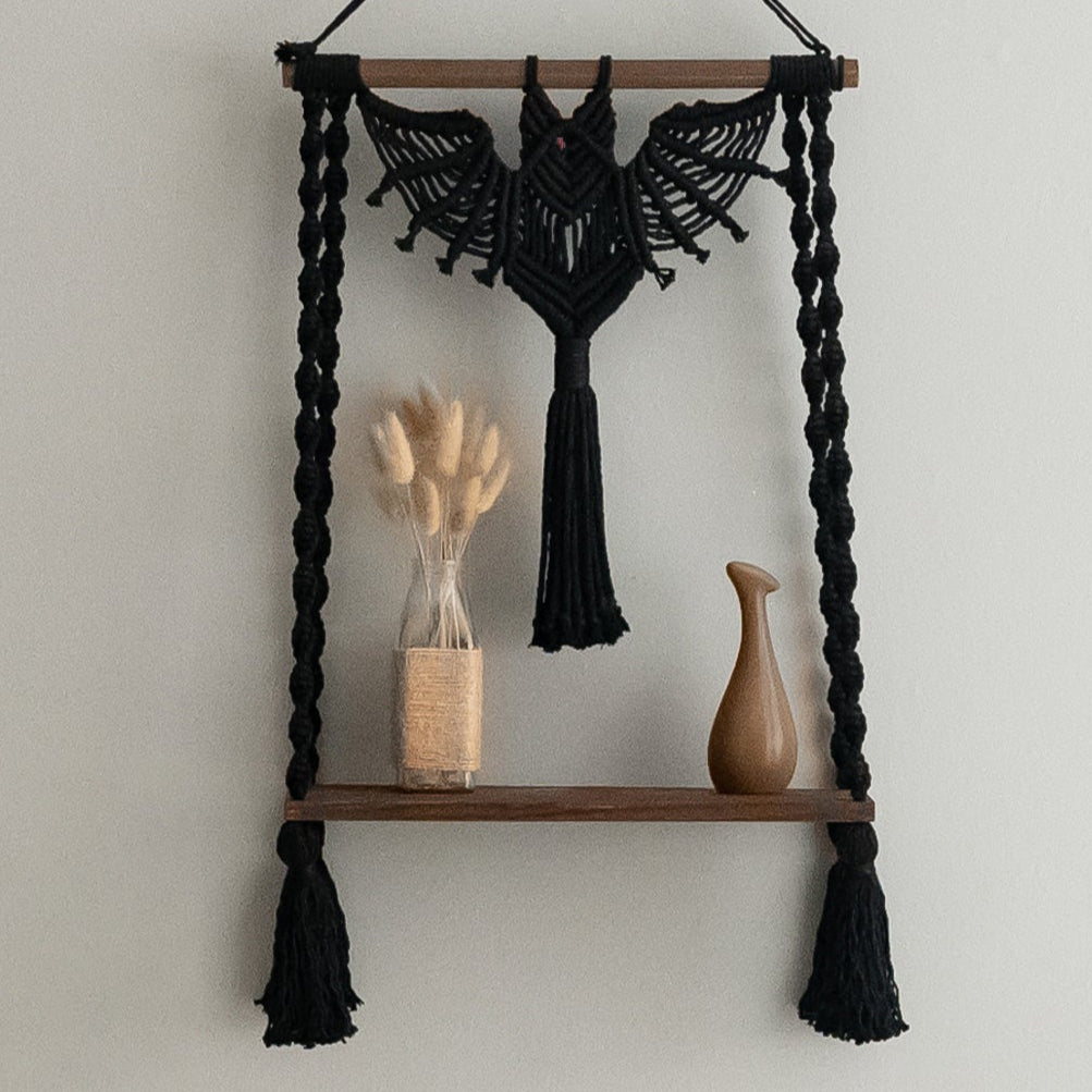 Macrame Bat-Inspired Wall Decor & Plant Hanger – Handmade Boho Art W52