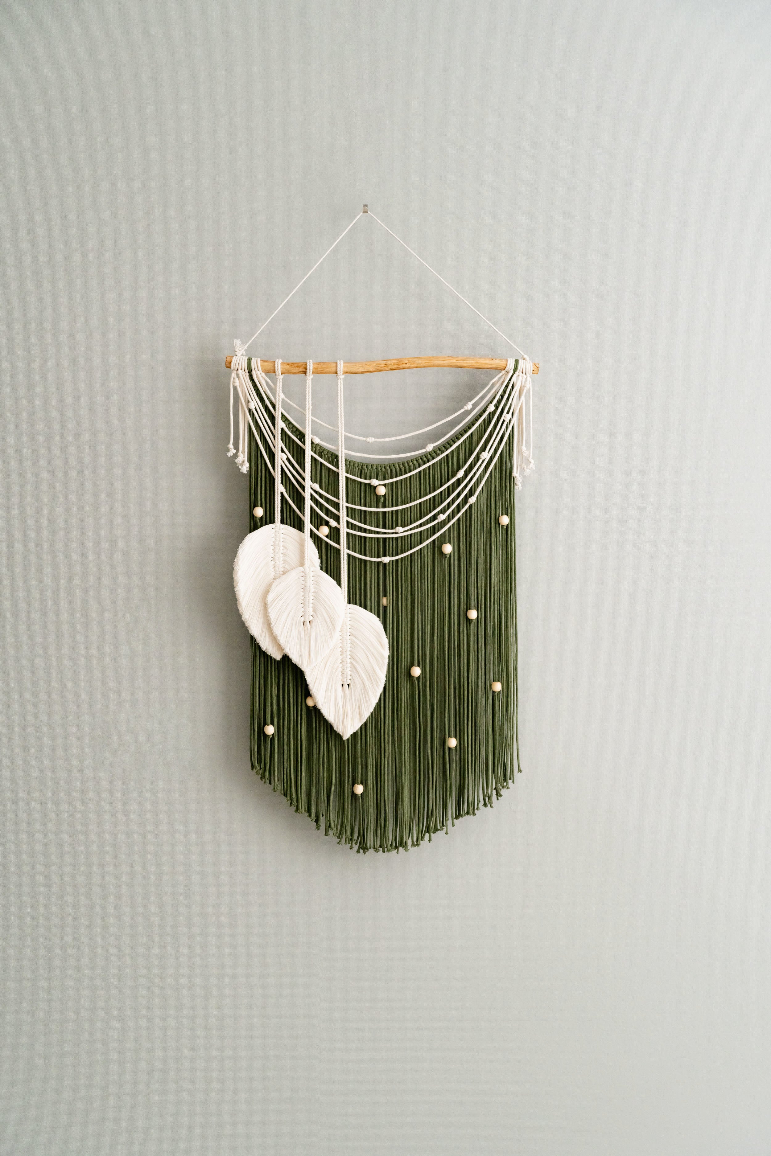 Macrame Leaf Wall Hanging – Cotton Cord Rustic Wall Art L42