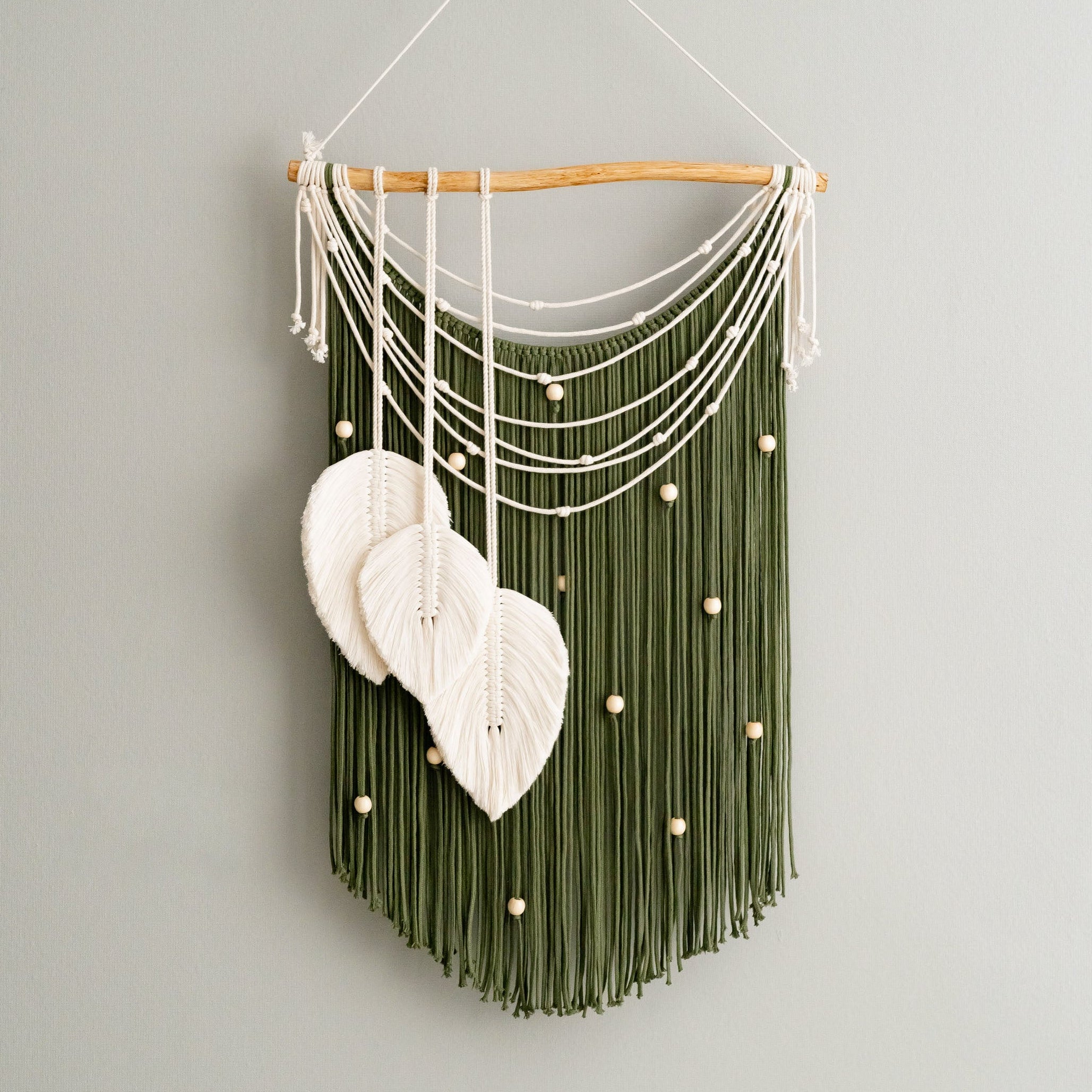Macrame Leaf Wall Hanging – Cotton Cord Rustic Wall Art L42