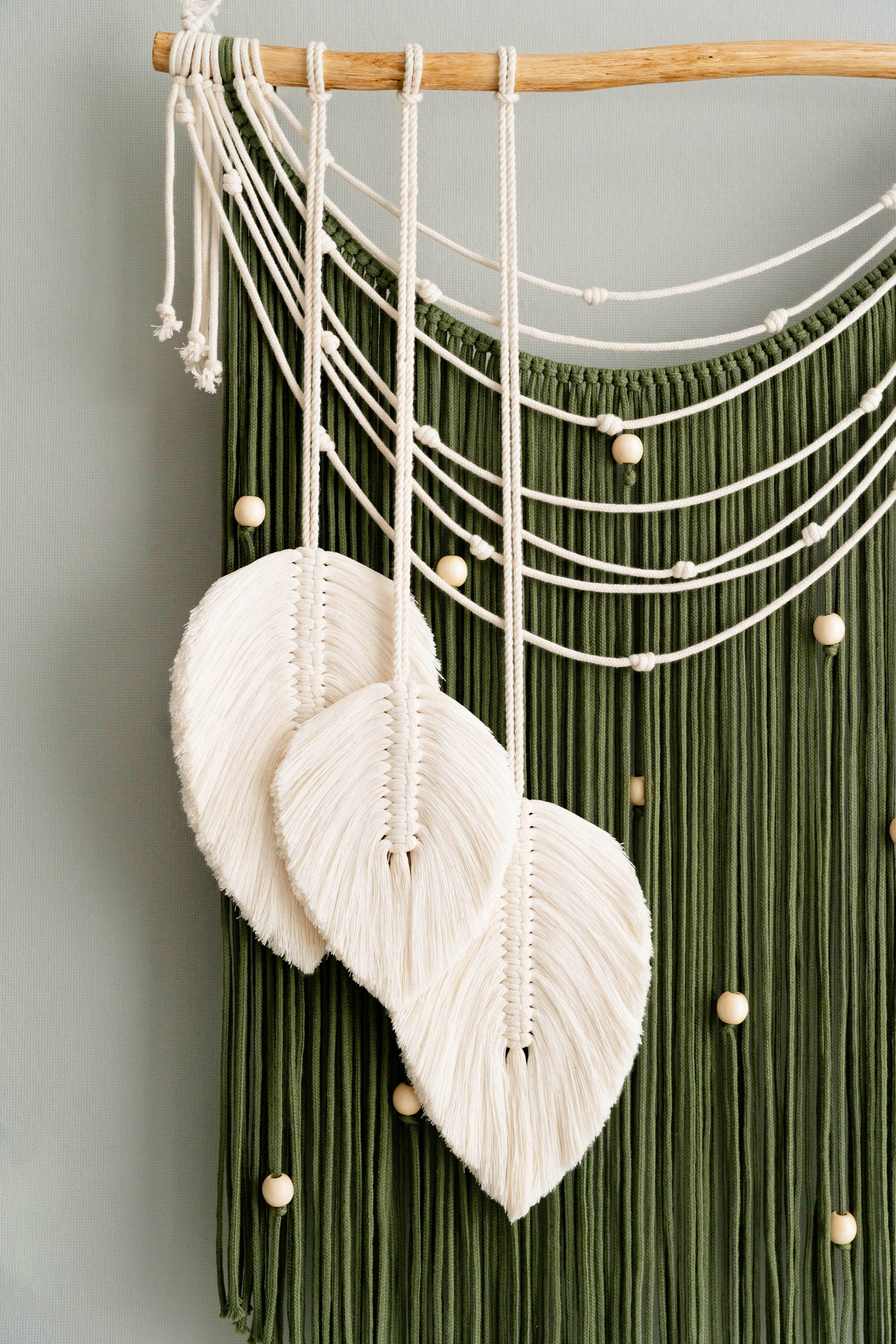 Macrame Leaf Wall Hanging – Cotton Cord Rustic Wall Art L42