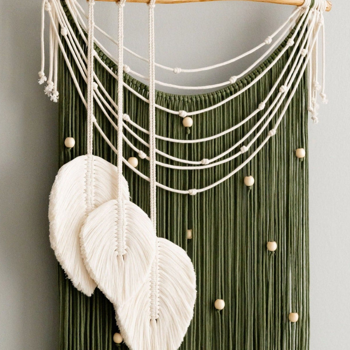 Macrame Leaf Wall Hanging – Cotton Cord Rustic Wall Art L42