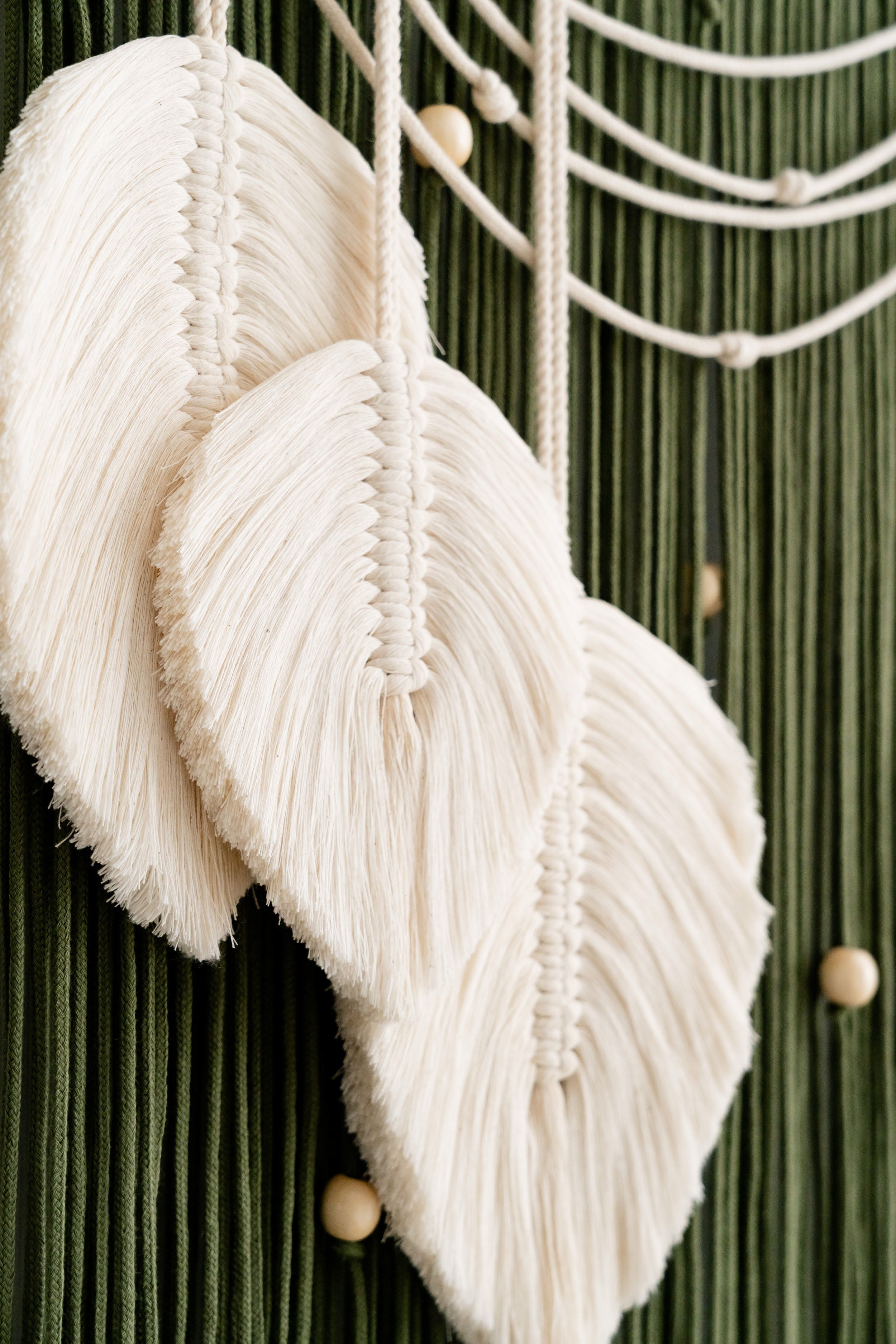 Macrame Leaf Wall Hanging – Cotton Cord Rustic Wall Art L42