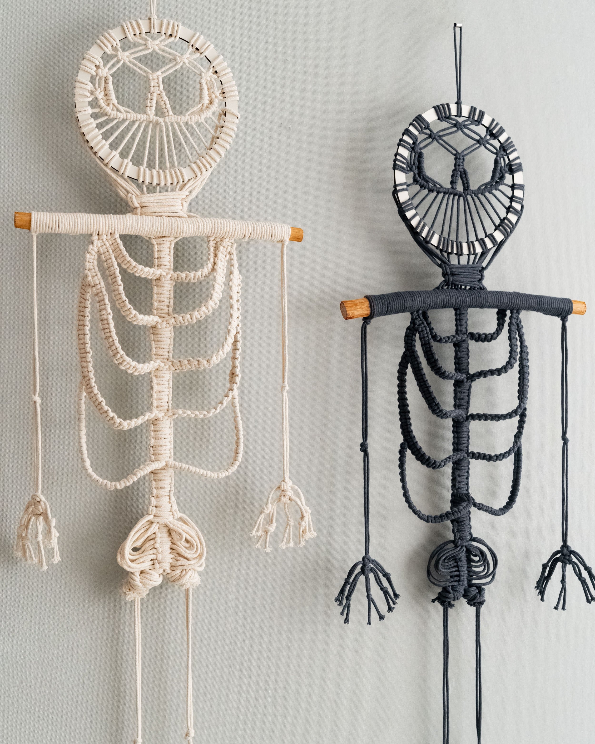Macrame Skeleton Halloween Decor macrame cord for spooky halloween wall decor V79