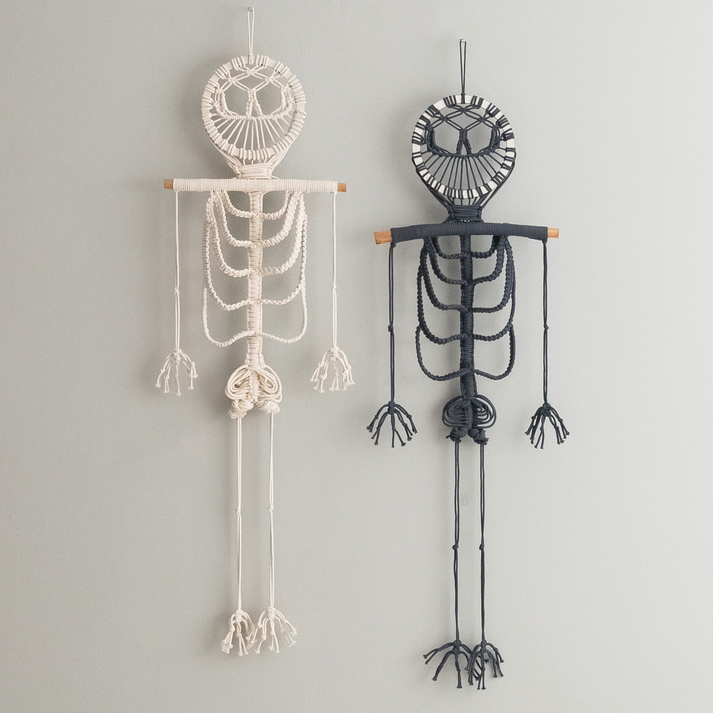 Macrame Skeleton Halloween Decor macrame cord for spooky halloween wall decor V79