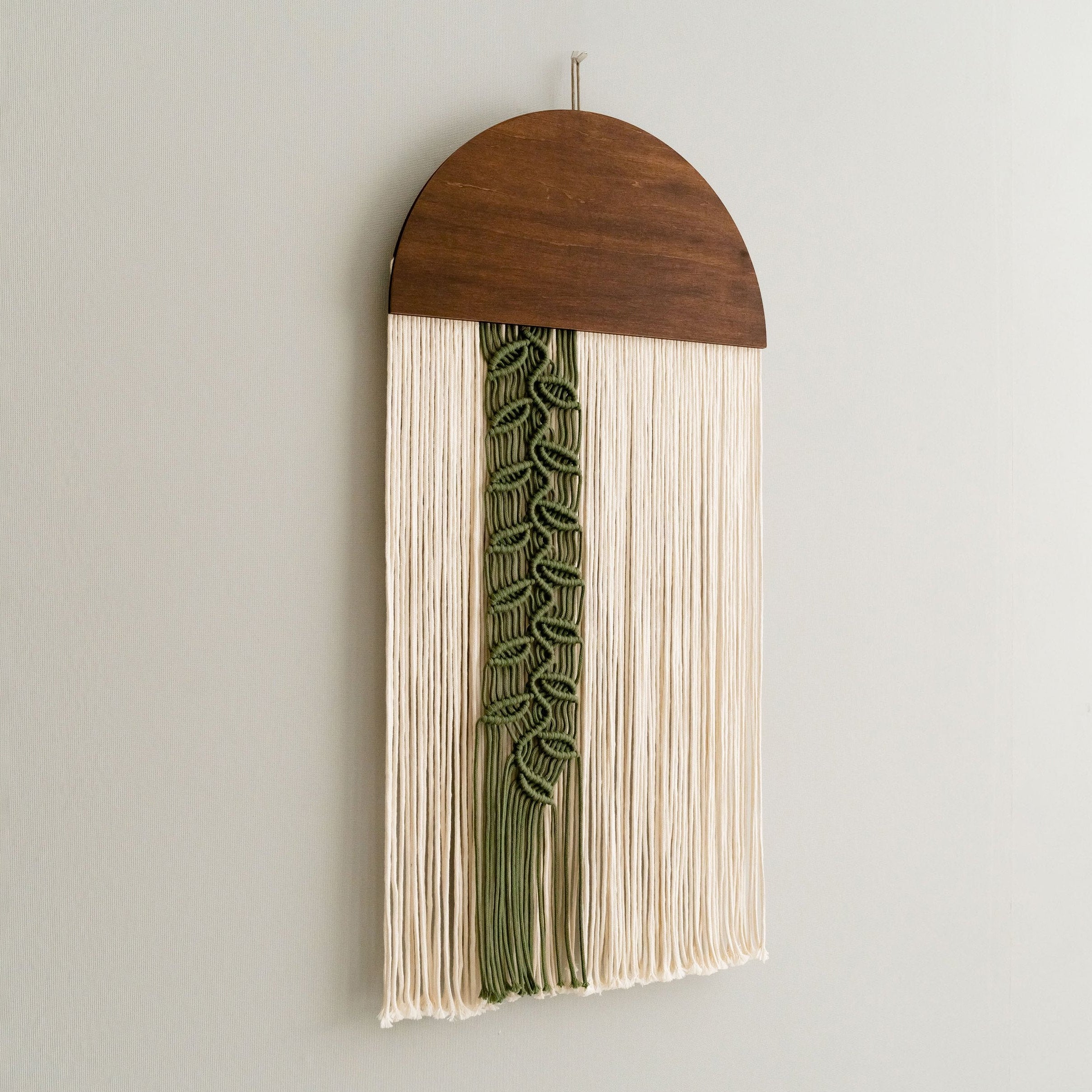 Round with Leaf Cord macrame wall hanging for boho wall art V48