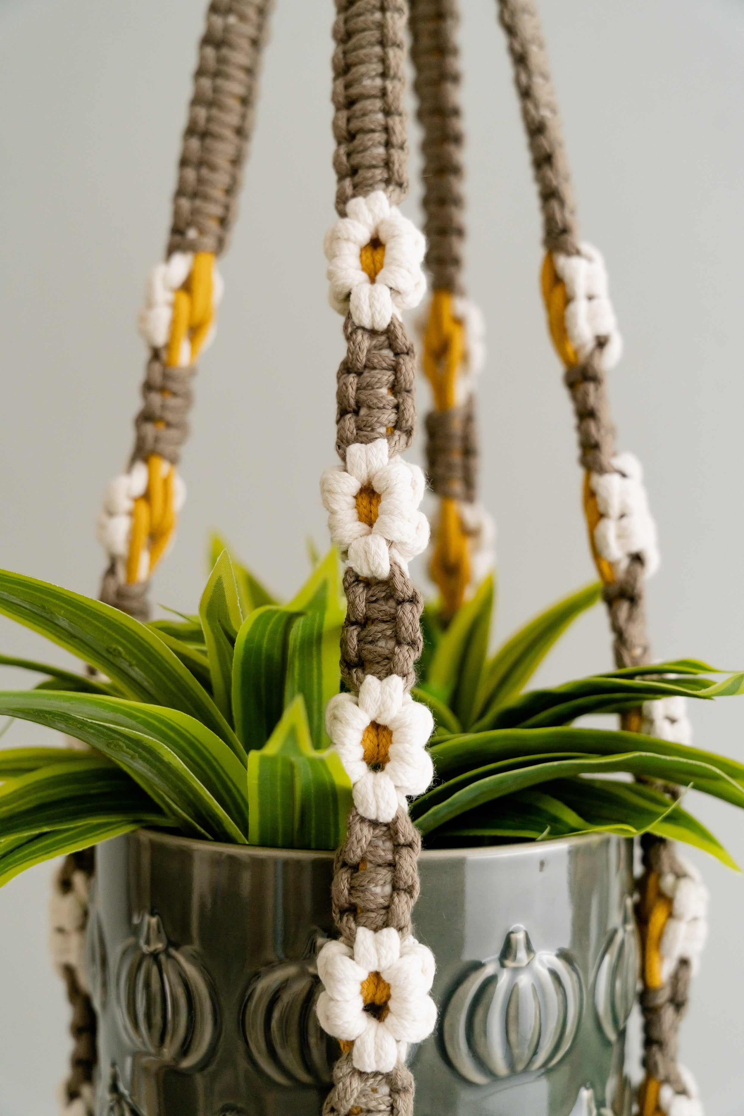Beaded Macrame Plant Hanger with Tassel – Colorful Cotton Decor I47