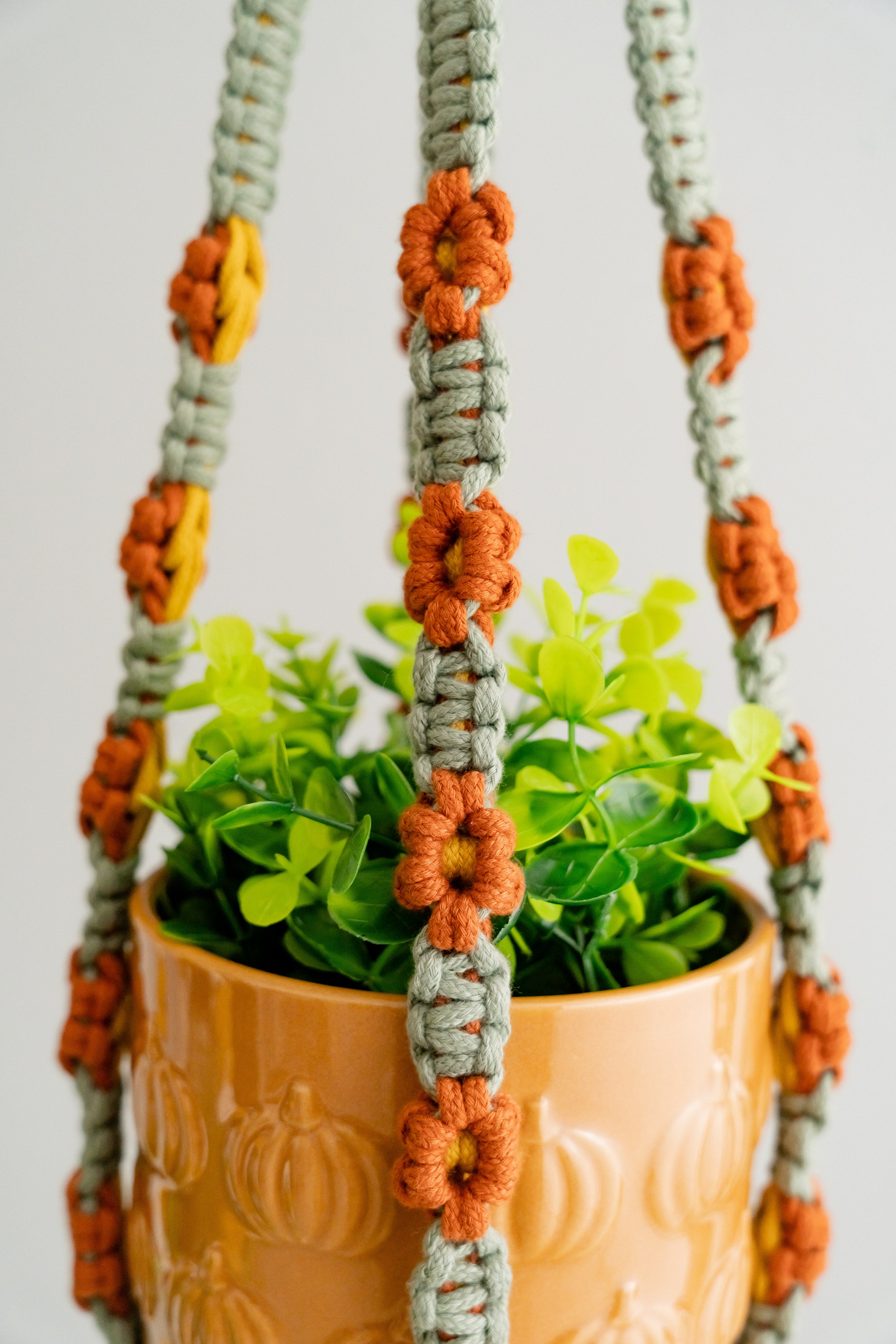 Beaded Macrame Plant Hanger with Tassel – Colorful Cotton Decor I47
