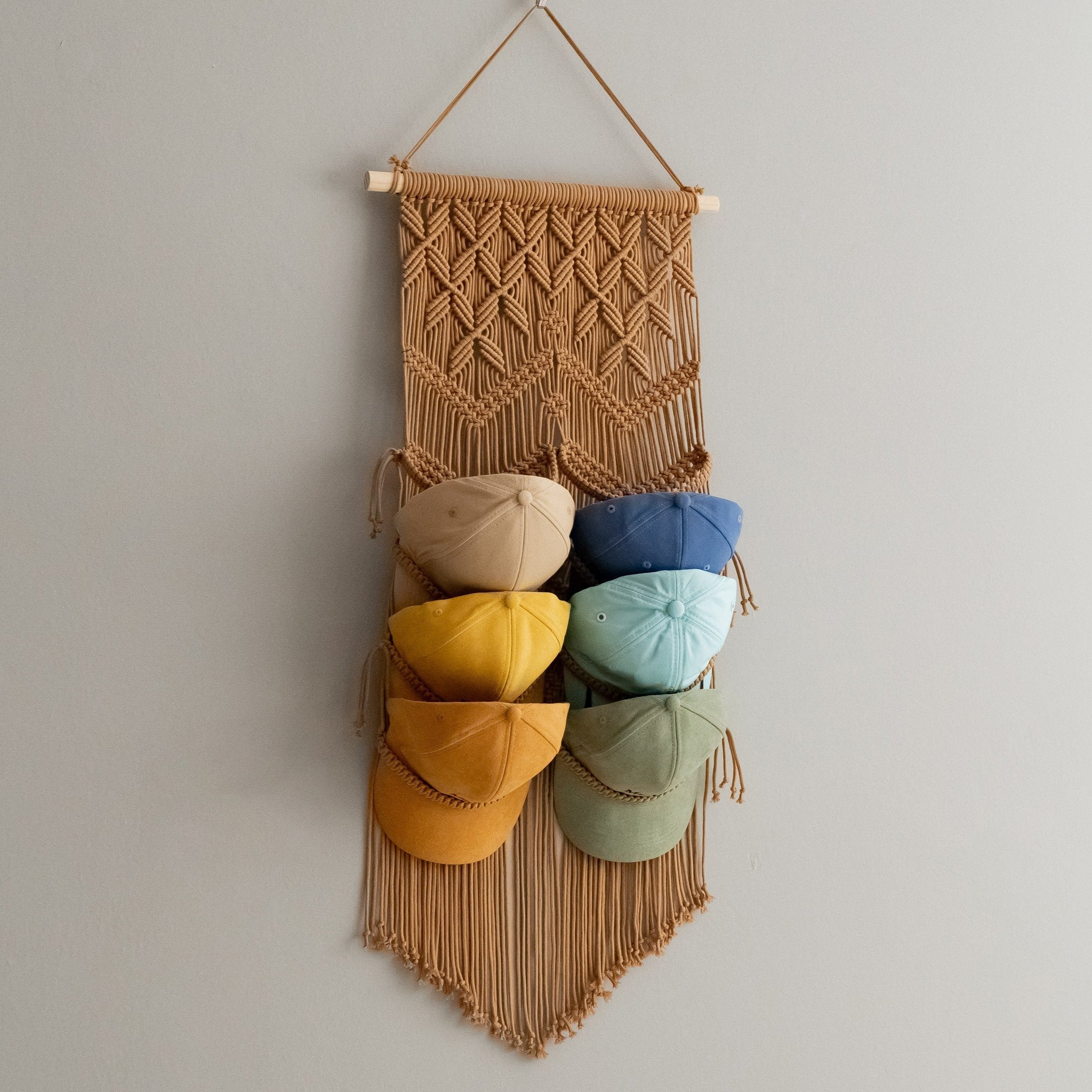 Macrame Baseball Cap Holder – Hat Organizer for Wall I23