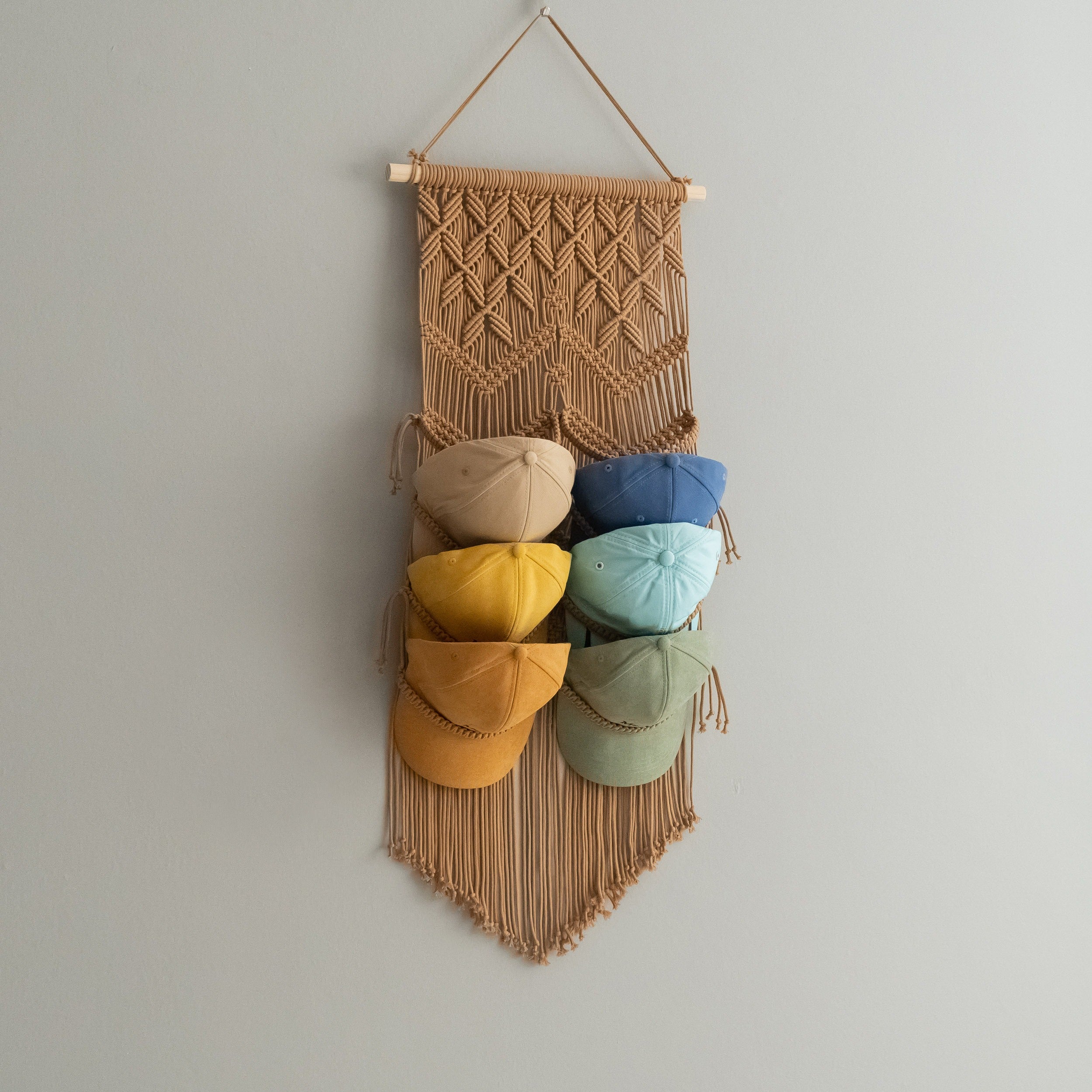 Macrame Cap Hanger Macrame for Wall Hat Organizer and Boho Storage I23
