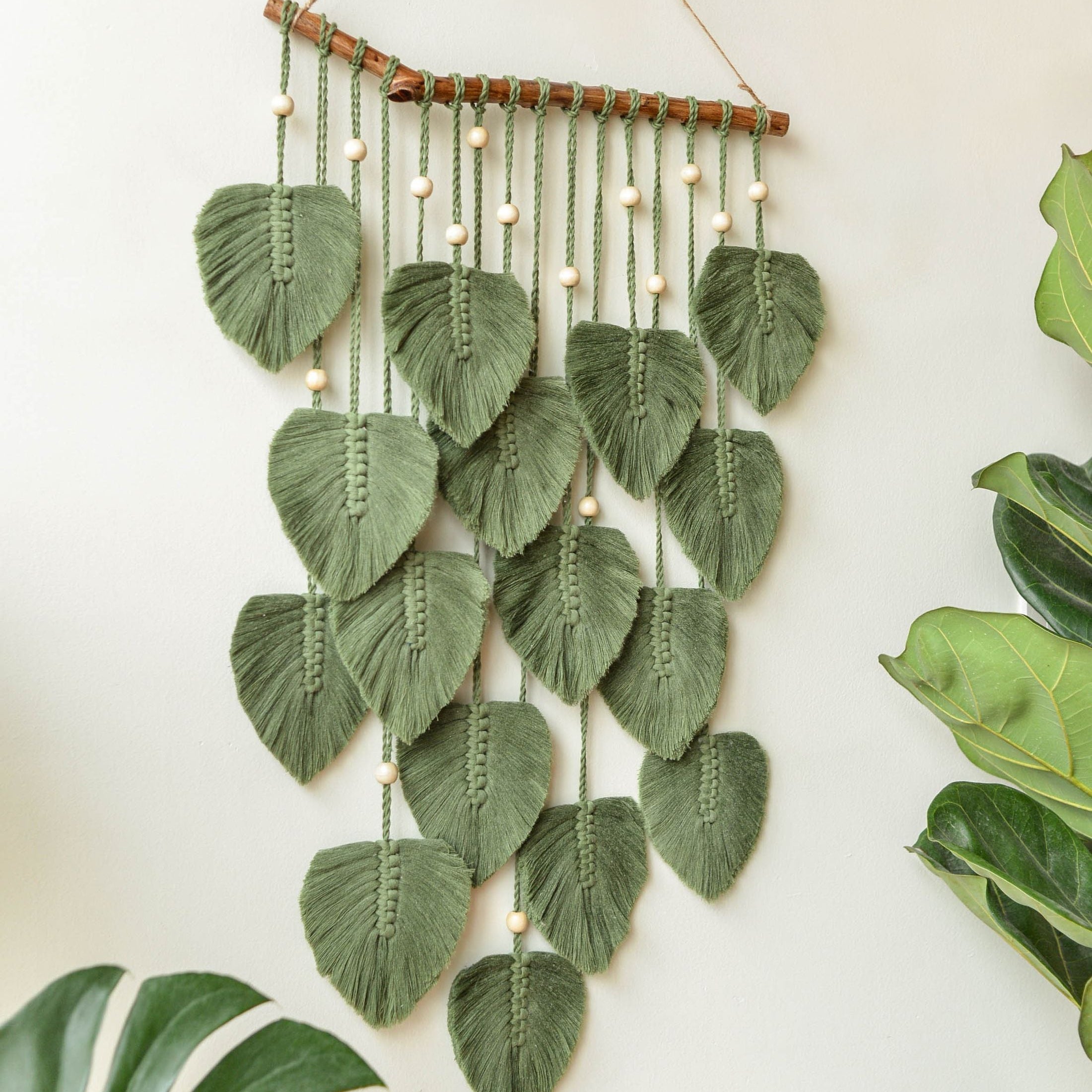 Macrame Leaves Wall Hanging macrame cord for Boho Wall Decor L02