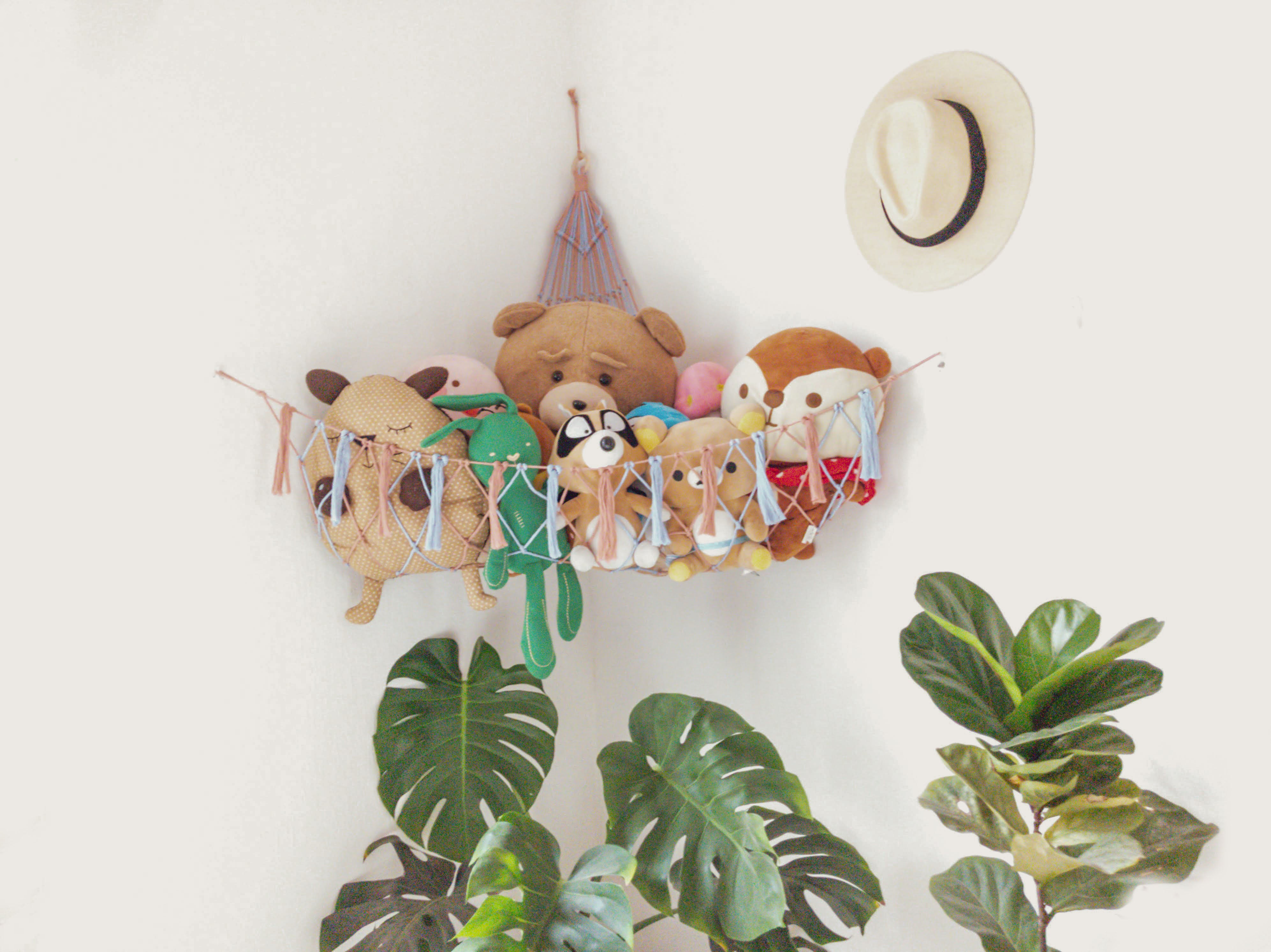 Macrame Toy Storage Hammock for Boho Nursery Decor H20