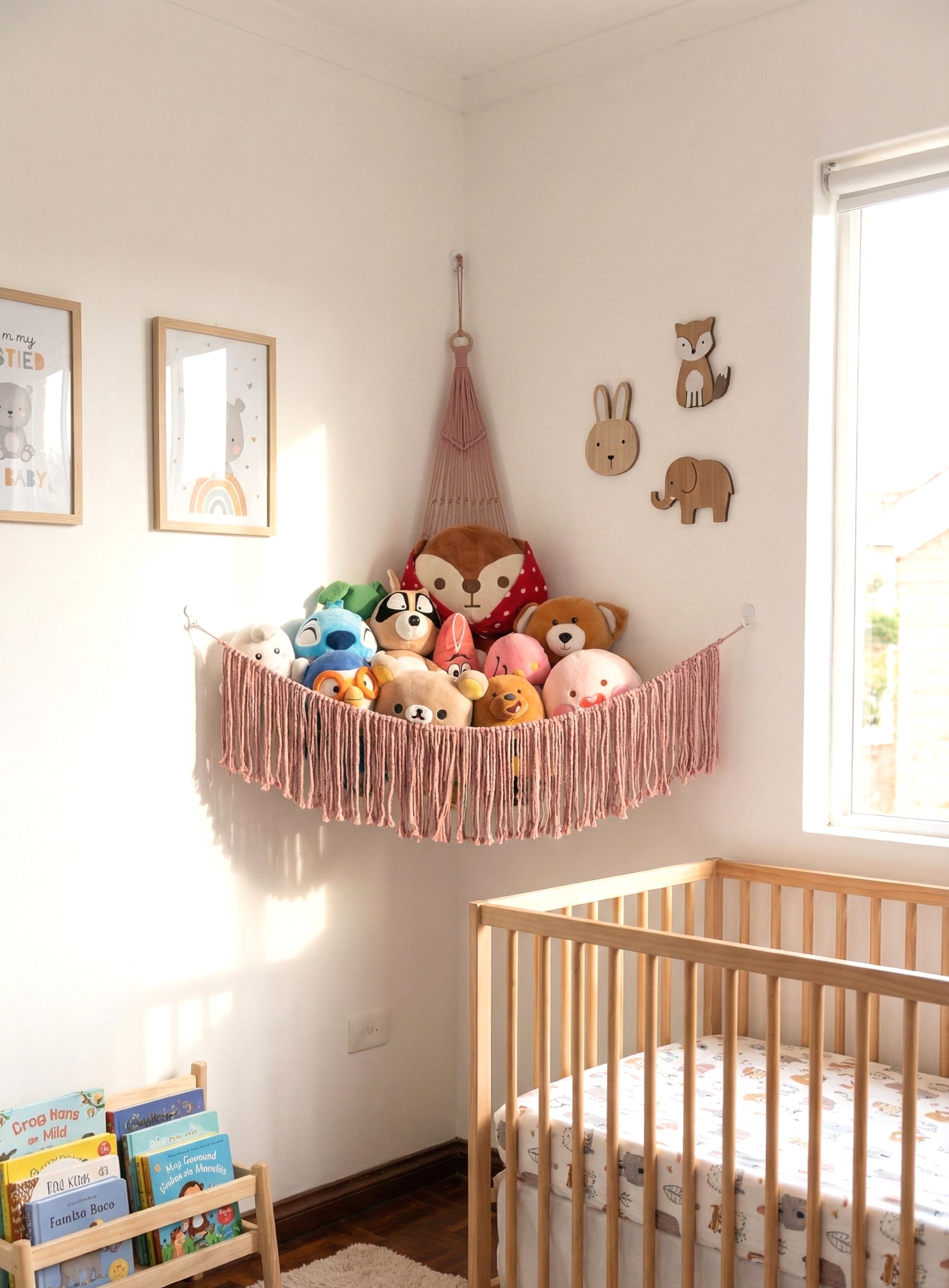 Macrame Toy Storage Hammock for toy hammock wall organizer H26