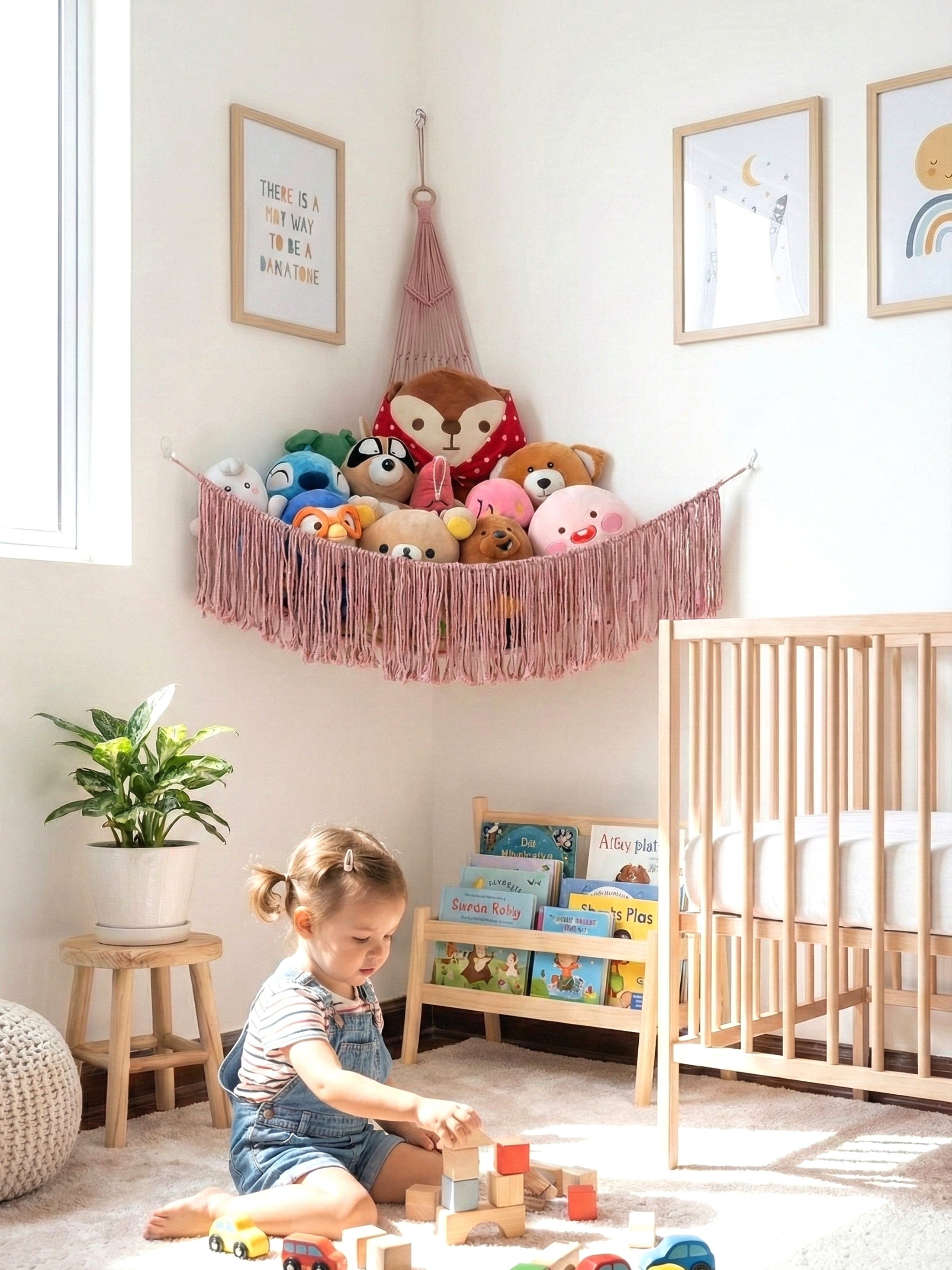 Macrame Toy Storage Hammock handmade toy hammock for kids room H26