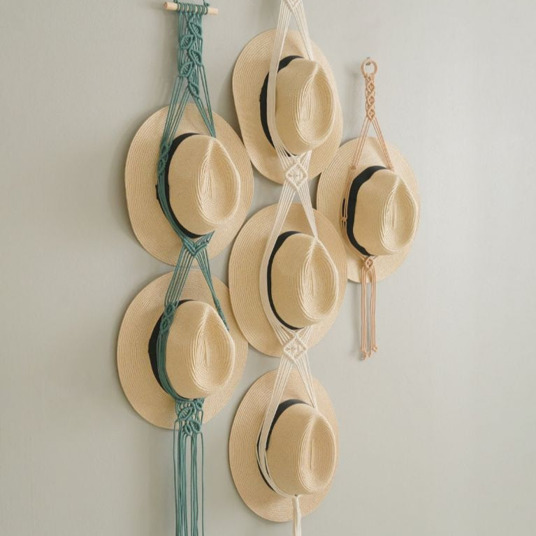 Macrame Hat Hanger – Boho Wall Organizer for Hats H01