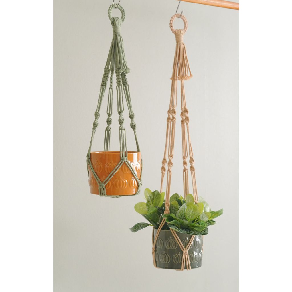 Minimalist Macrame Plant Hanger – Cotton Cord Tail H70