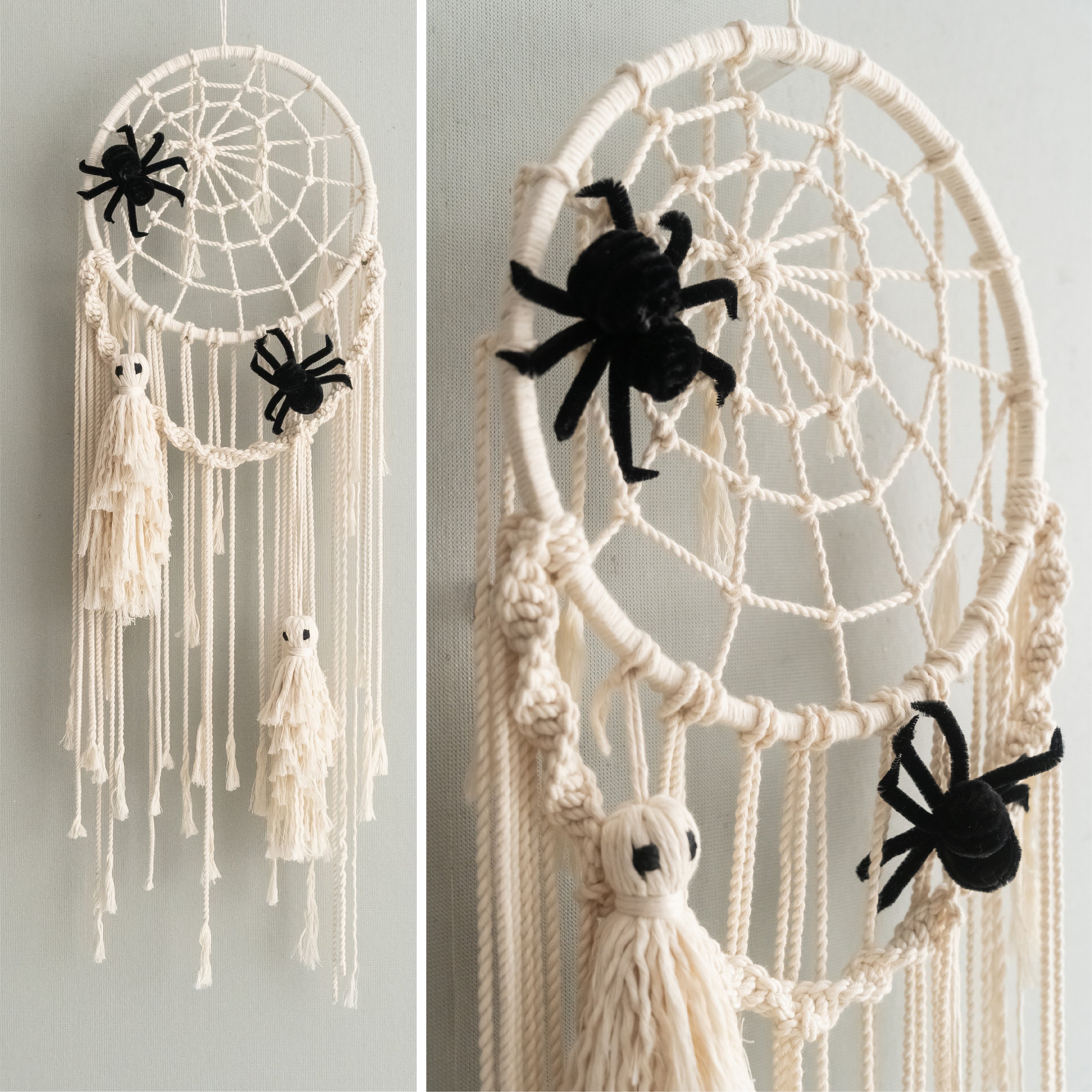 Ghost Spider Macrame Wall Hanging Spooky Wall Decor for Halloween U12