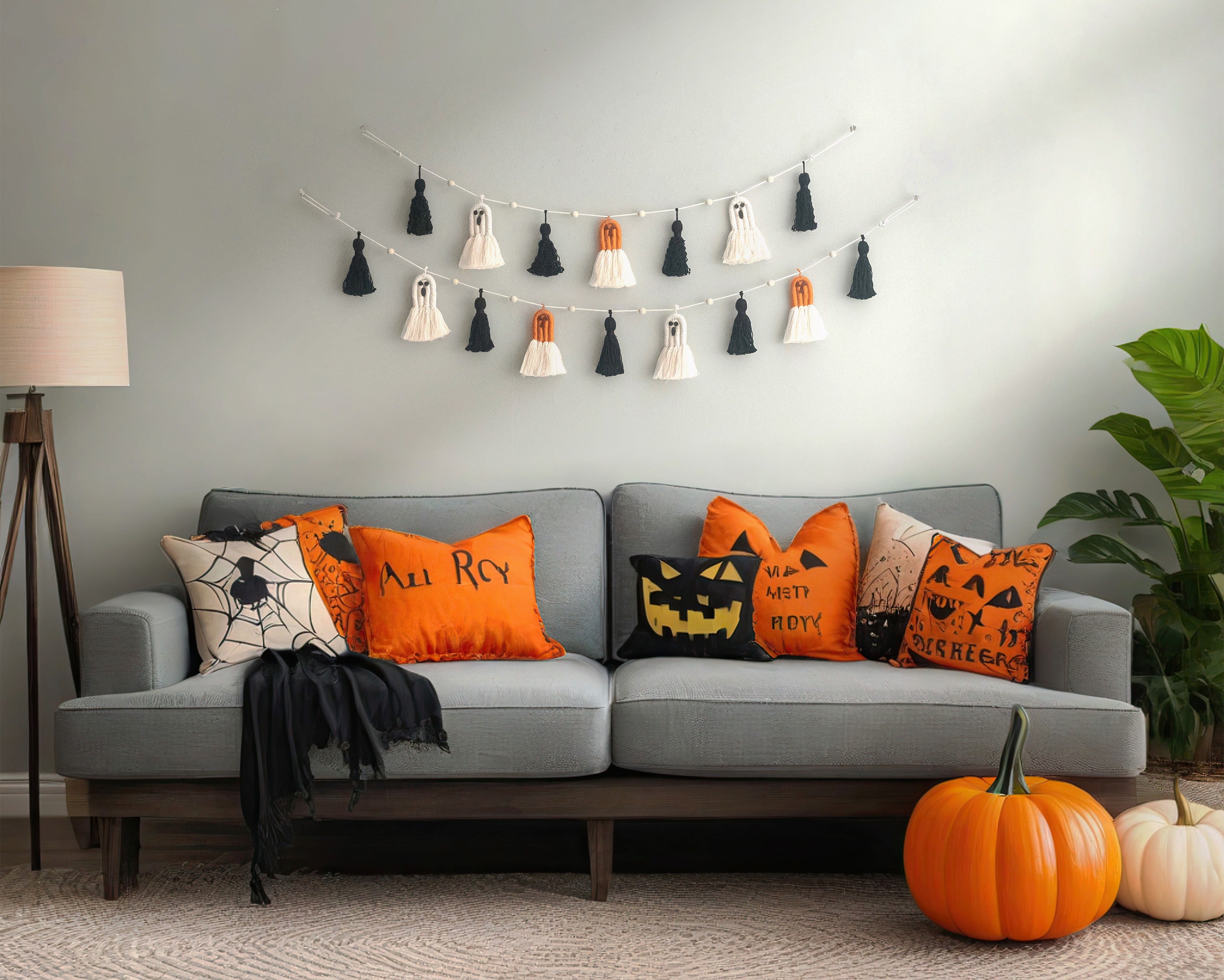 Halloween Ghost Garland macrame cord for halloween garland decor and boho halloween decor U13