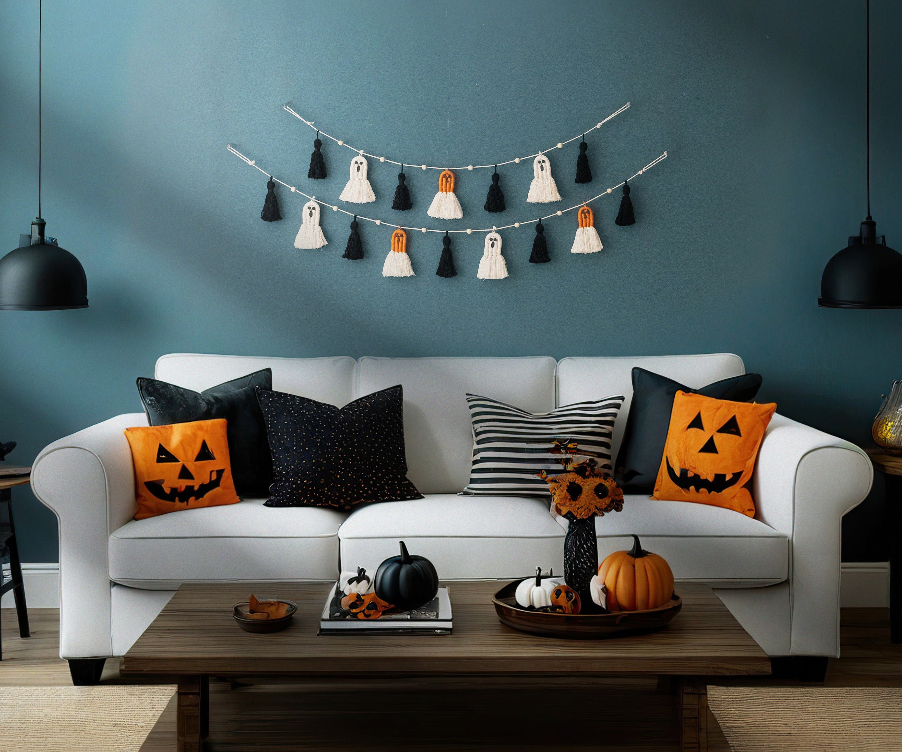 Halloween Ghost Garland macrame cord for halloween garland decor and boho halloween decor U13