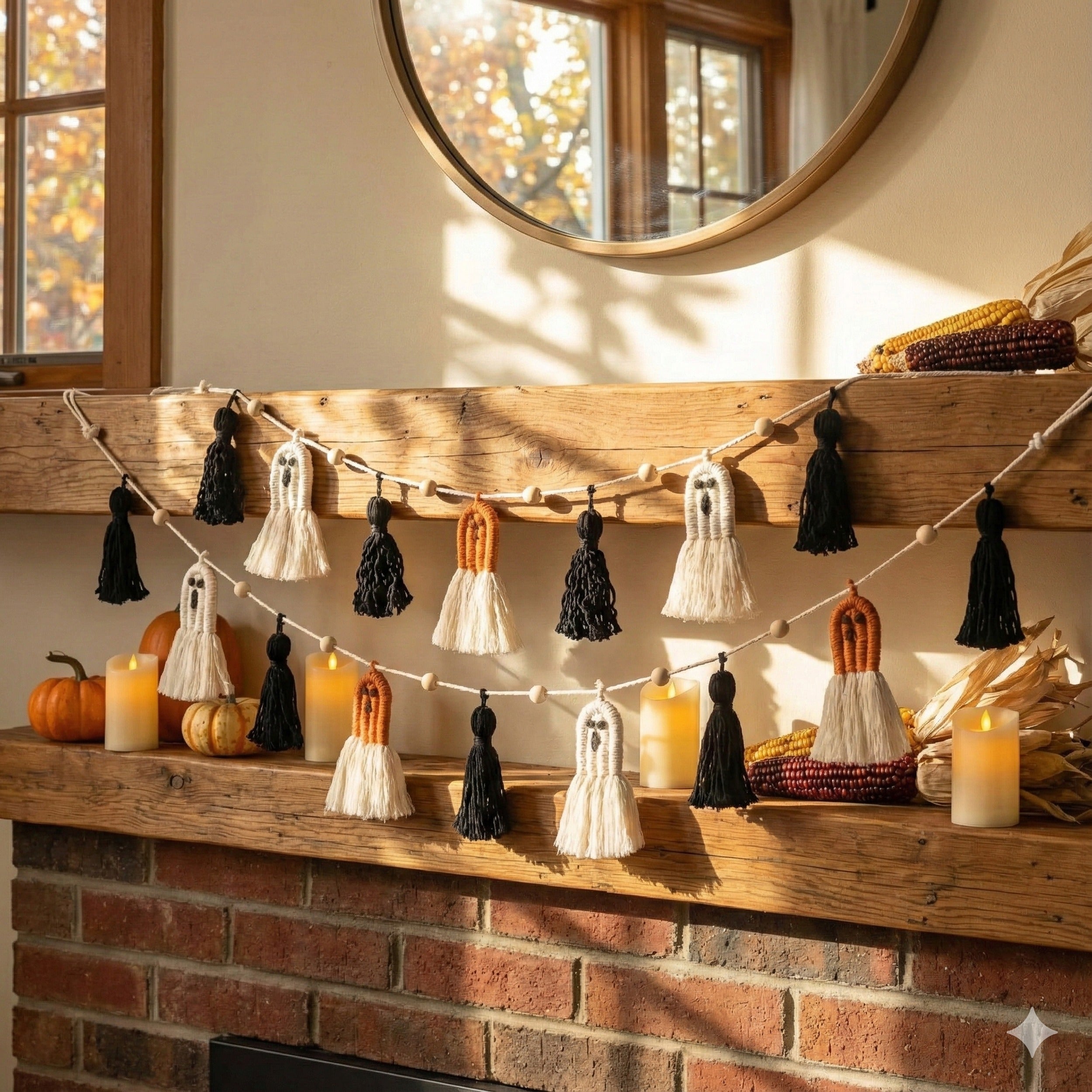 Halloween Ghost Garland macrame cord for halloween garland decor and boho halloween decor U13