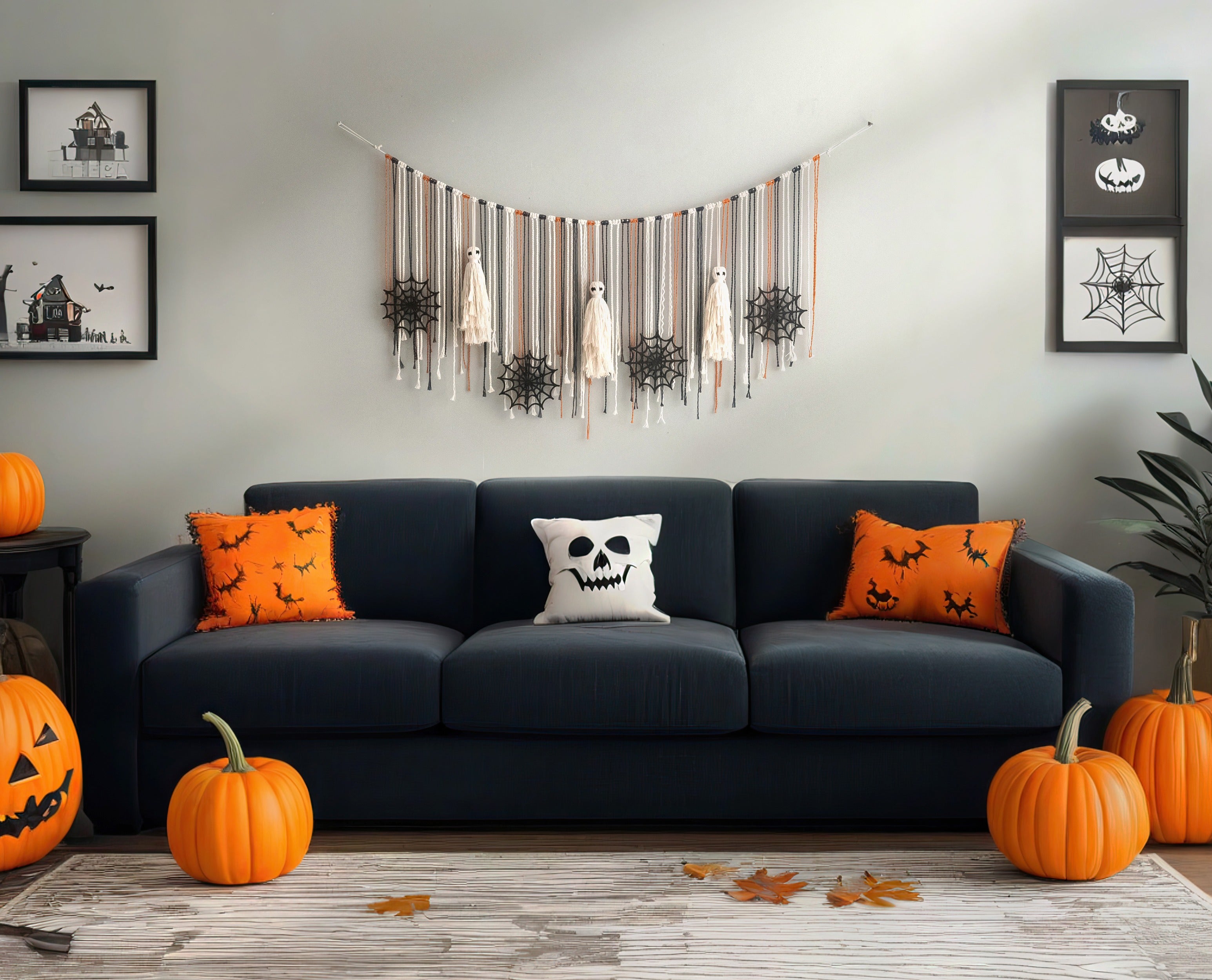 Macrame Ghost Garland macrame cord for halloween wall decor U14