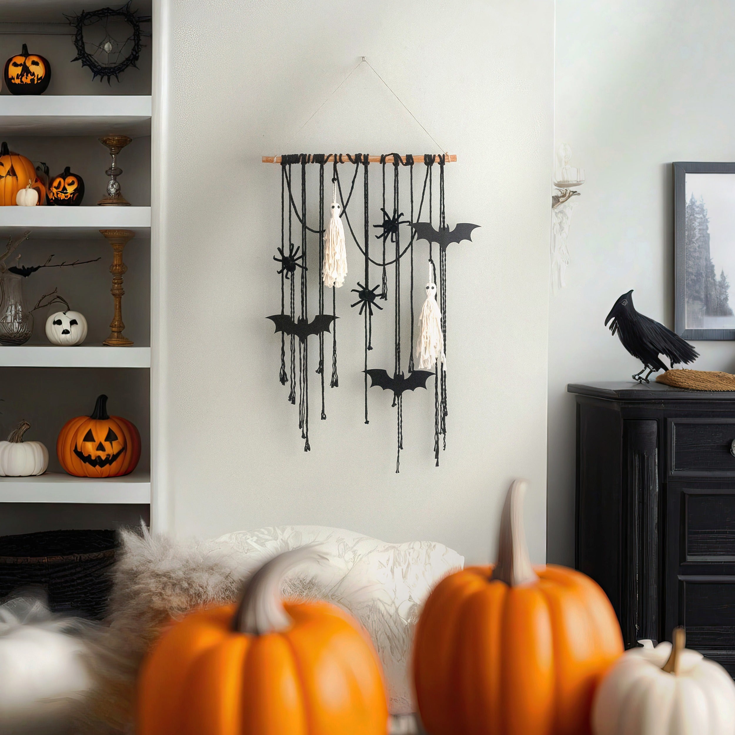 Halloween Macrame Wall Hanging Decor for Spooky Wall Decor U16