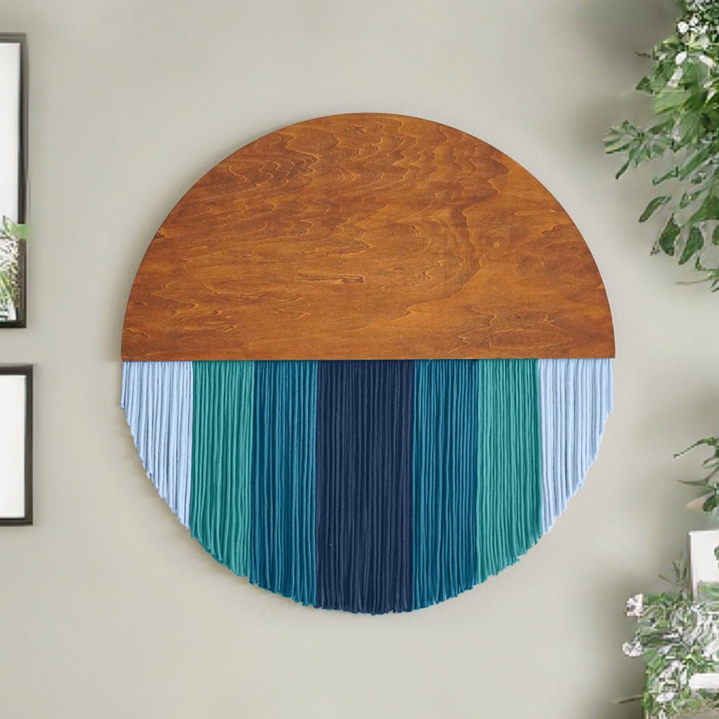 Lunar Memory Wall Hanging – Boho Green Cotton Wall Art V07